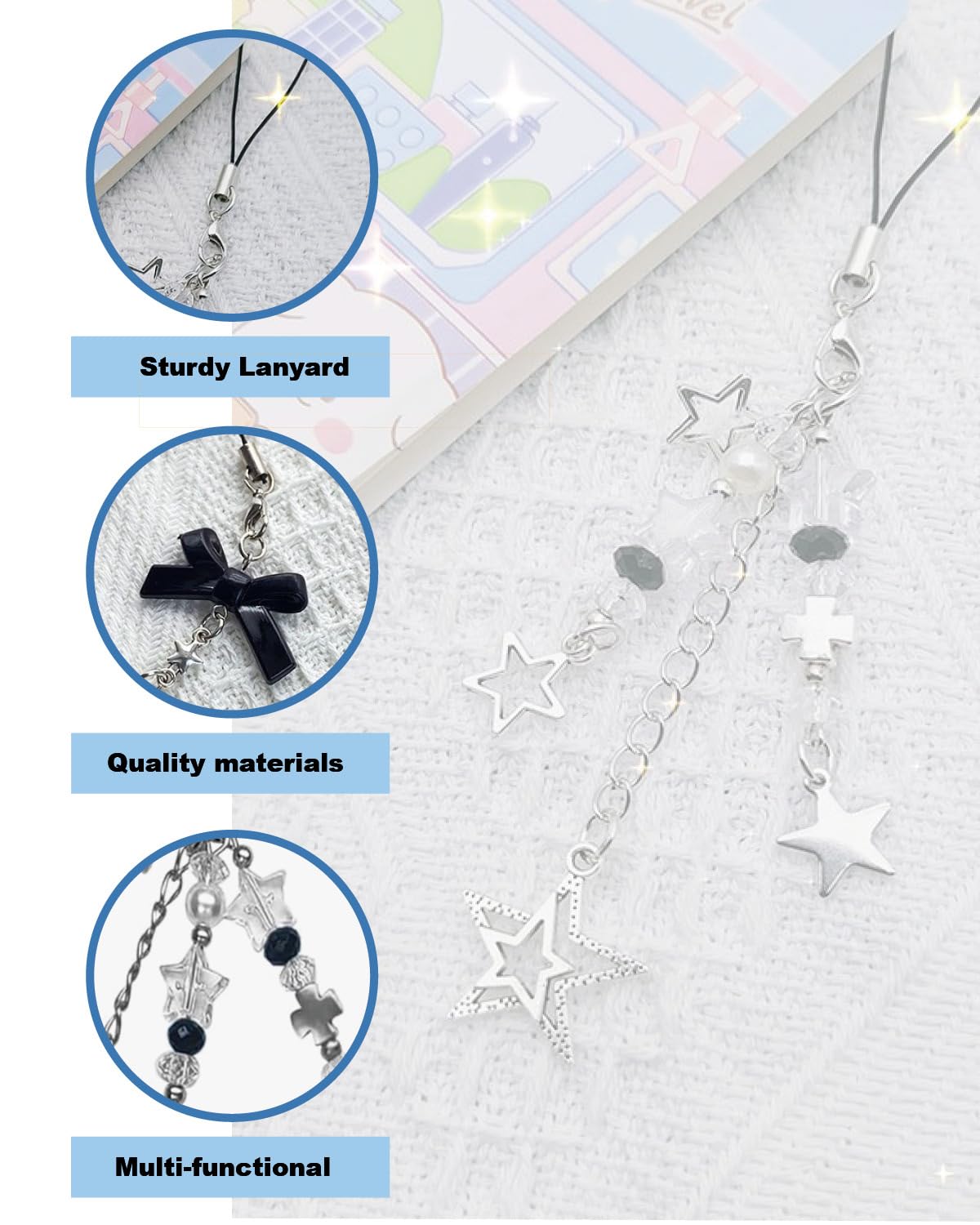 Cute Phone Charms - 2pcs Delicate Pendant Keychain for Cell Phone & Camera Accessories - Perfect for Selfies & Gifts