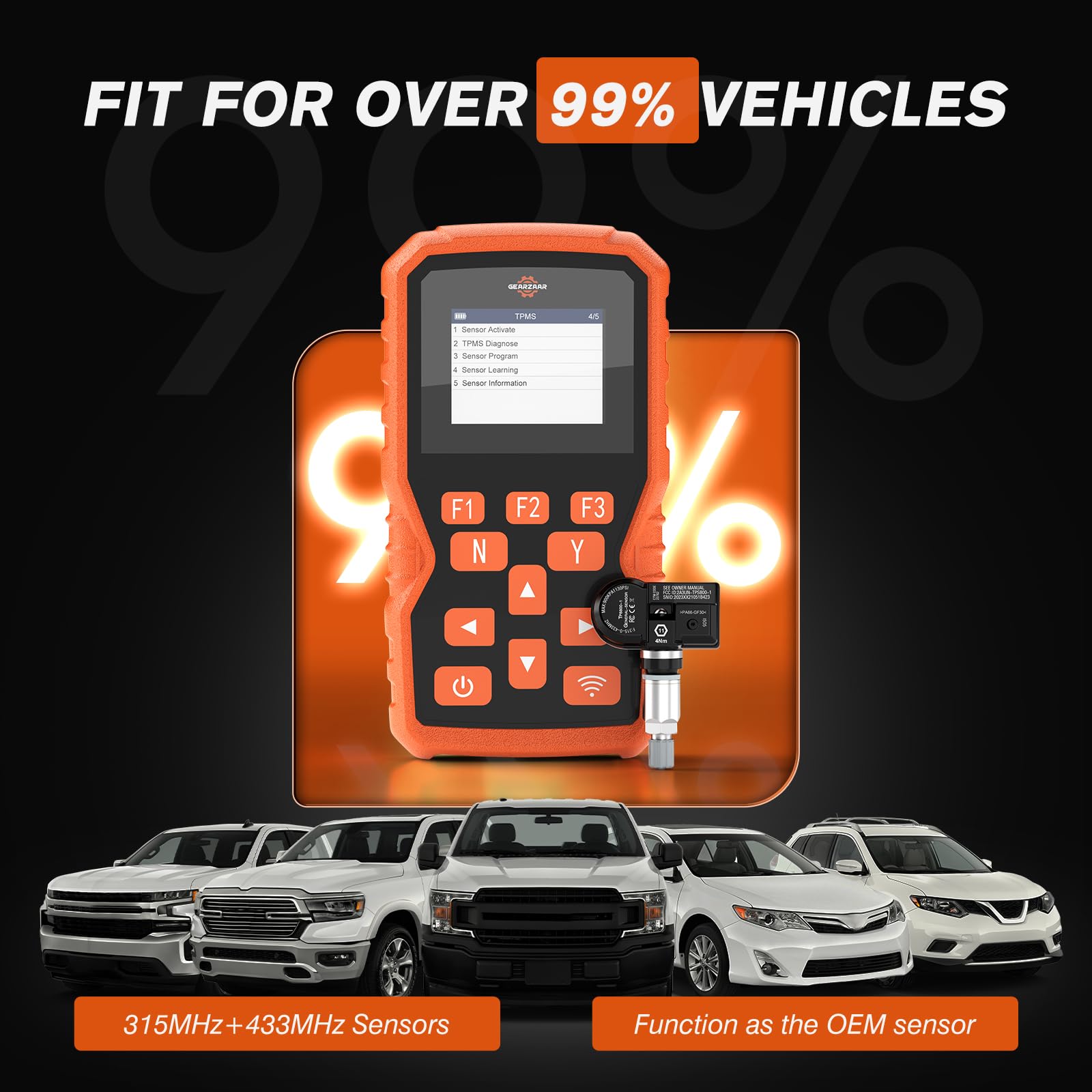 XTP-SP820 TPMS Programming Tool - 315MHz & 433MHz Tire Pressure Monitor System Relearn Kit with 4 Programmable Metal Sensors | Original Sensor ID Cloning, Reset & Activation | Perfect for Auto Shops, Mechanics & DIY Car Maintenance