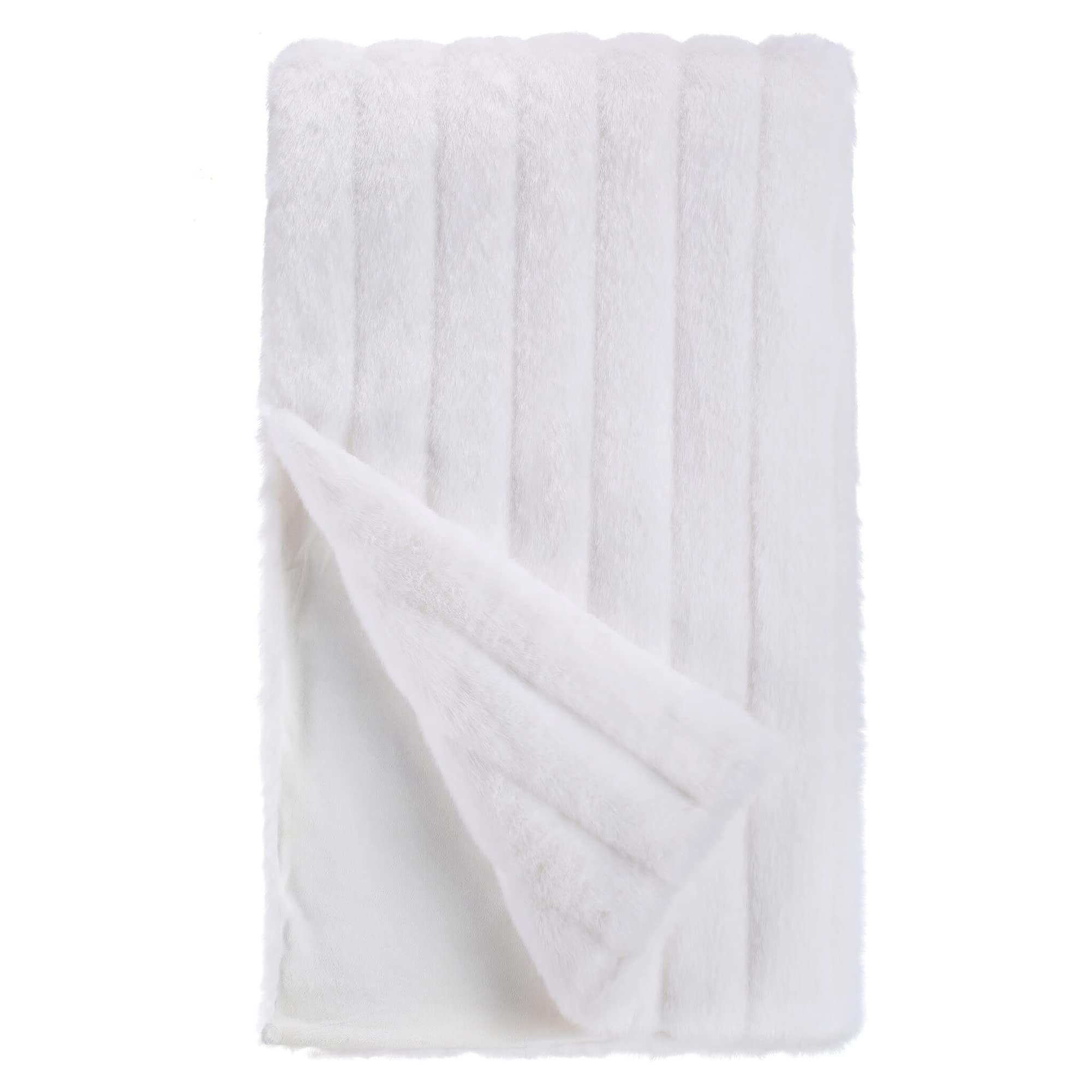 Luxury Faux Fur Throw Blanket - Donna Salyers Couture Mink Style, Ultra Soft & Warm, 60x86 Inches, White - Perfect for Sofa, Bed, or Winter Home Decor