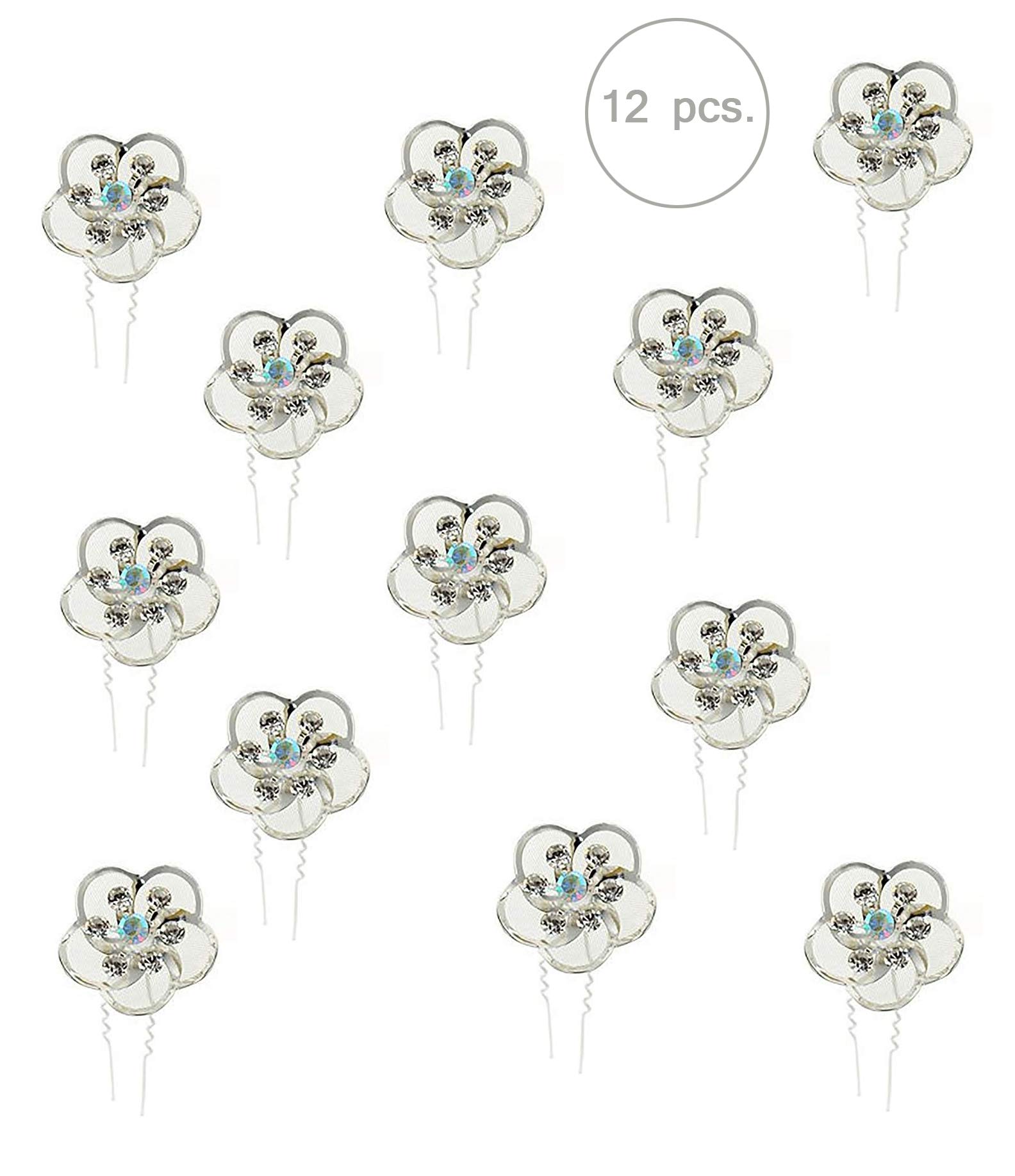 Elegant AASA Silver Metal Hair Pins for Women & Girls – 12PCS Bridal Hair Accessories Set for Wedding, Salon & Home Use – 15g Lightweight & Durable Hairpins