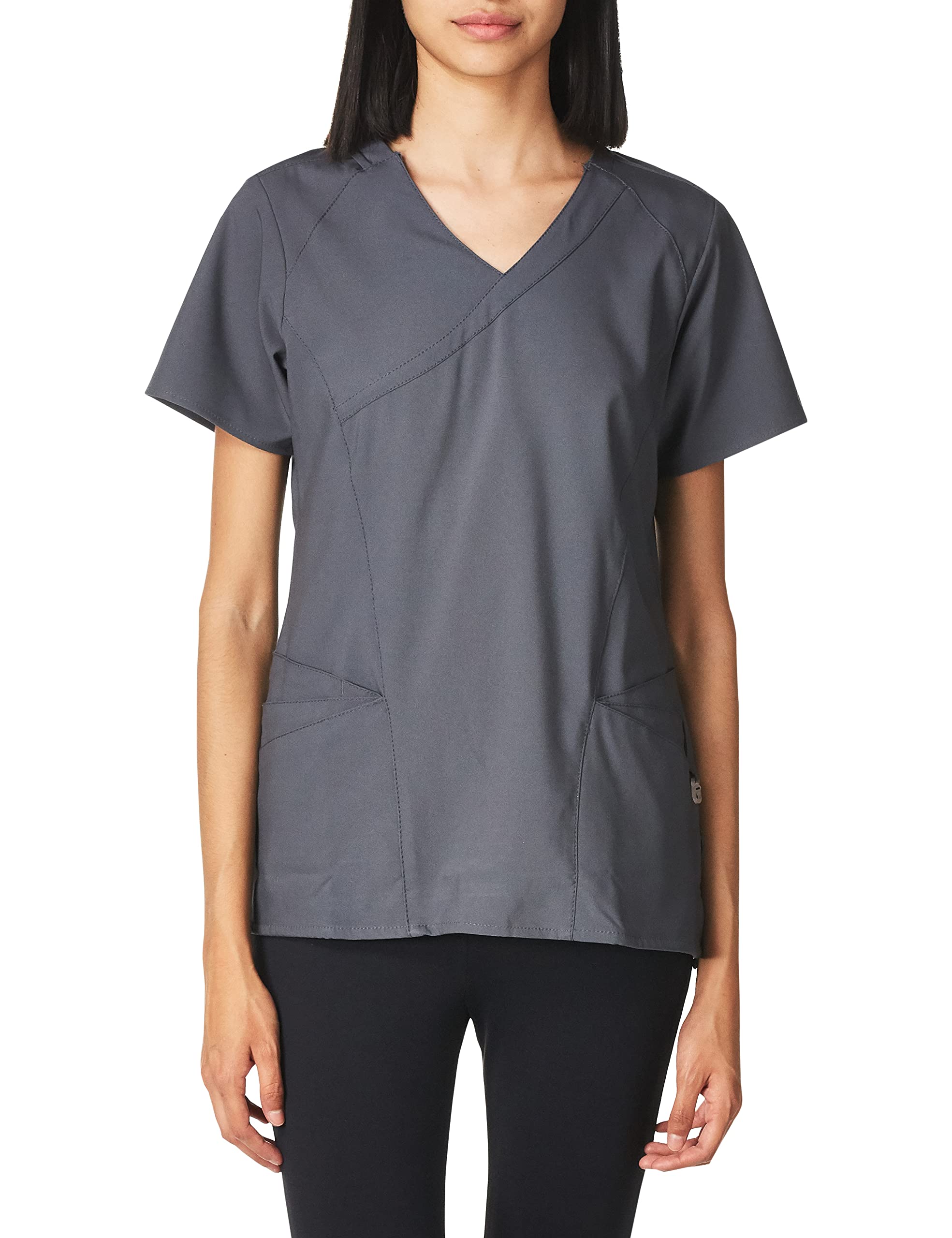 WonderWink Women's Mock Wrap Top - Comfortable & Stylish Nursing Scrubs for Healthcare Professionals - Perfect for Hospitals, Clinics & Medical Work