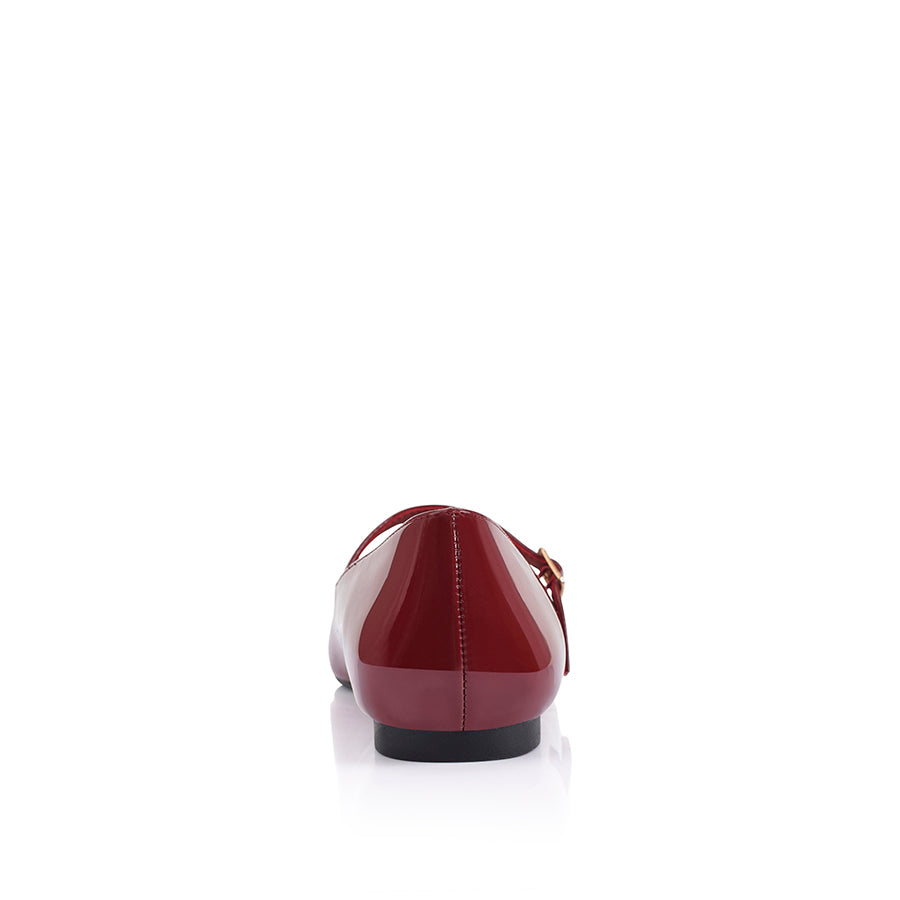 Iguana Mary Jane Flats - Wine Patent Leather Women's Shoes for Work & Casual Wear | Comfortable & Stylish Office & Everyday Shoes