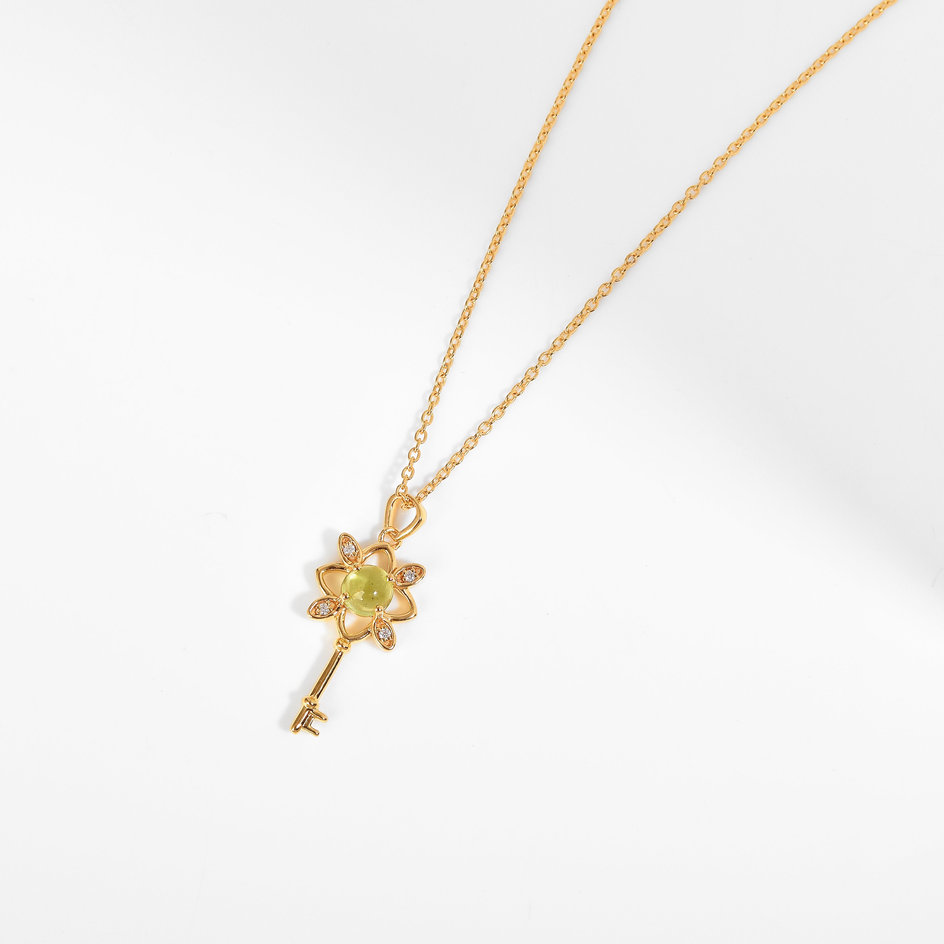 Peridot Gemstone Key Pendant Necklace for Women - 925 Sterling Silver Jewelry Gift for Birthday, Anniversary & Special Occasions | Elegant Everyday Wear & Party Accessory