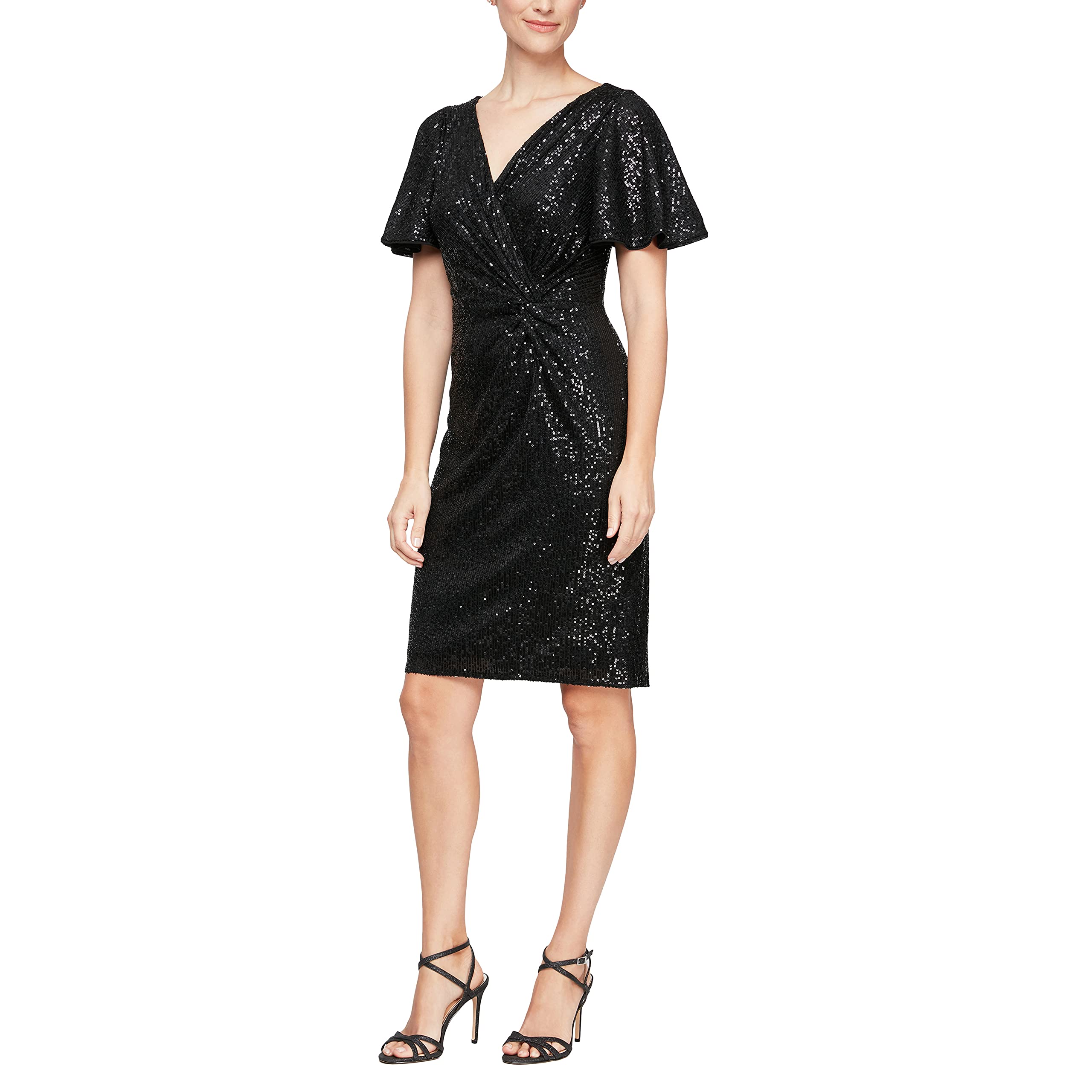 Alex Evenings Women's Short Twist Front Cocktail Dress - Elegant Party & Evening Wear for Weddings, Dinners & Special Occasions