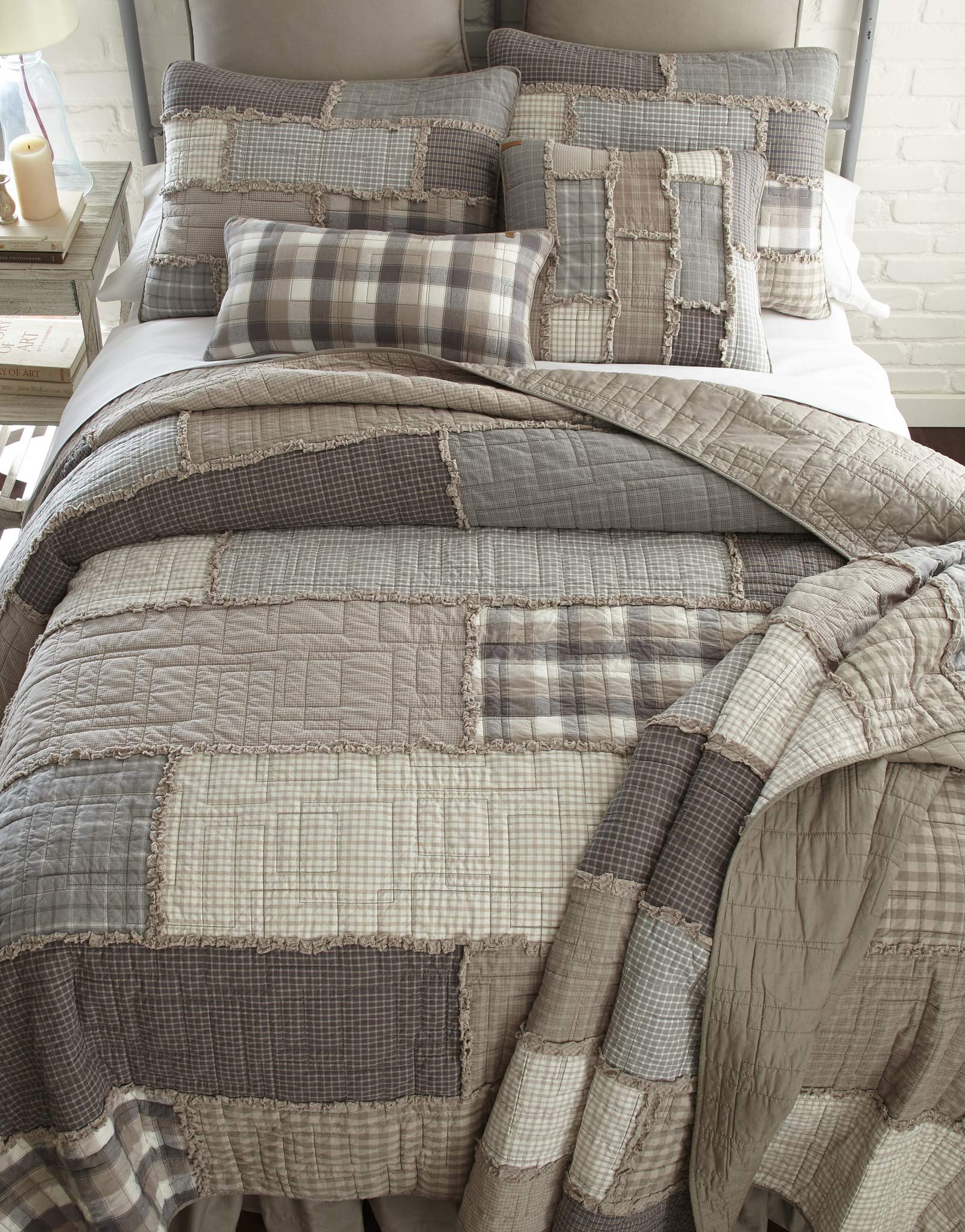 Donna Sharp Full/Queen 3-Piece Cotton Quilt Bedding Set - Smoky Cobblestone Contemporary Design with Matching Pillow Shams - Machine Washable for Full & Queen Size Beds - Perfect for Modern Bedrooms, Guest Rooms & Cozy Home Decor