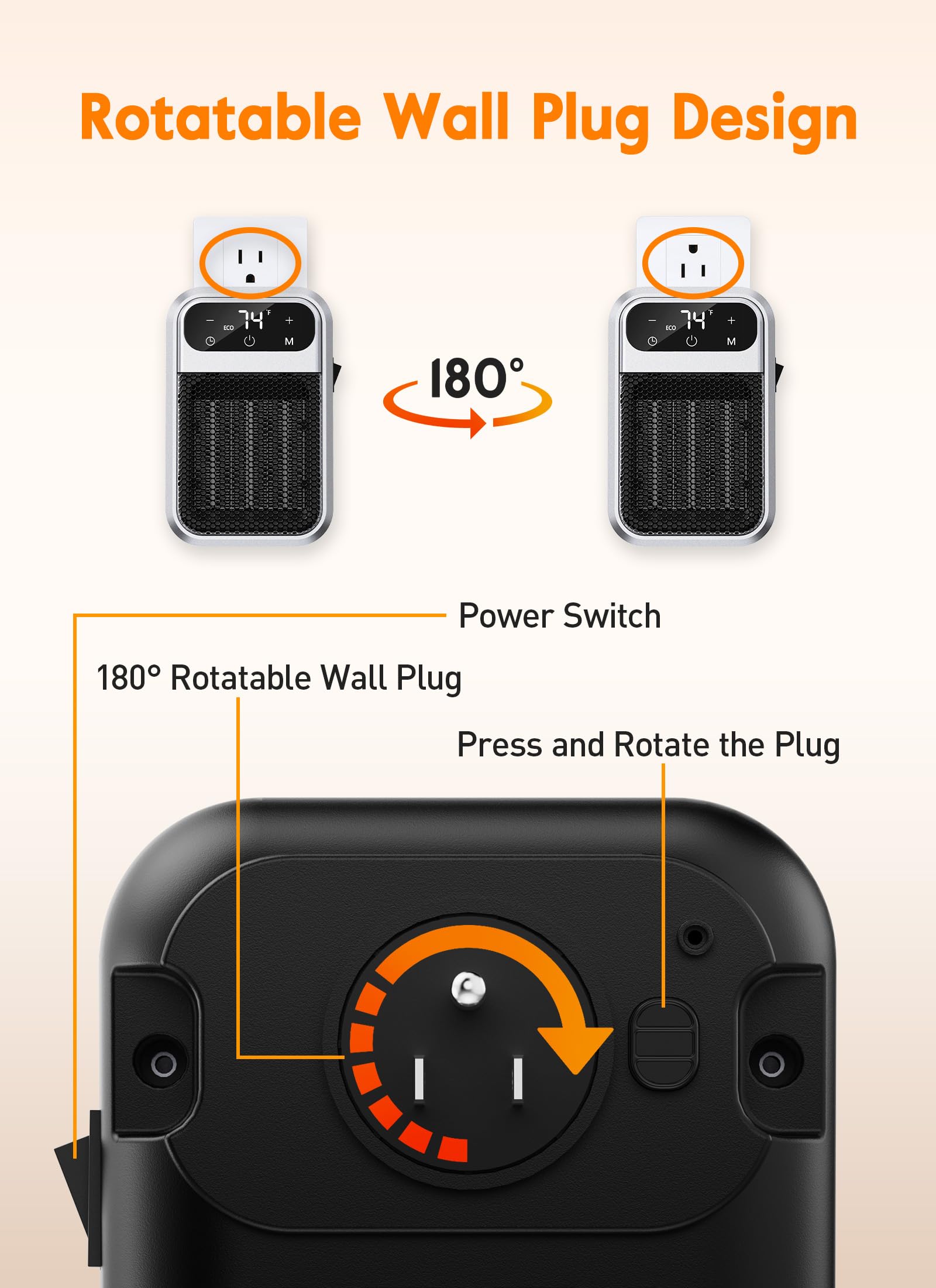GiveBest 800W Portable Electric Space Heater with Remote Control - LED Display, Adjustable Thermostat & Timer - Compact Wall Plug-in Heater for Home, Office, RV, Bathroom - Perfect for Winter Indoor Heating & Energy Saving
