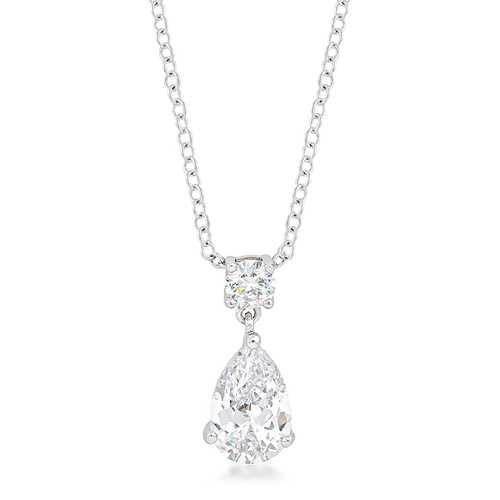 Elegant Pear-Shaped Cubic Zirconia Chandelier Pendant Necklace - Perfect for Weddings, Parties & Evening Events