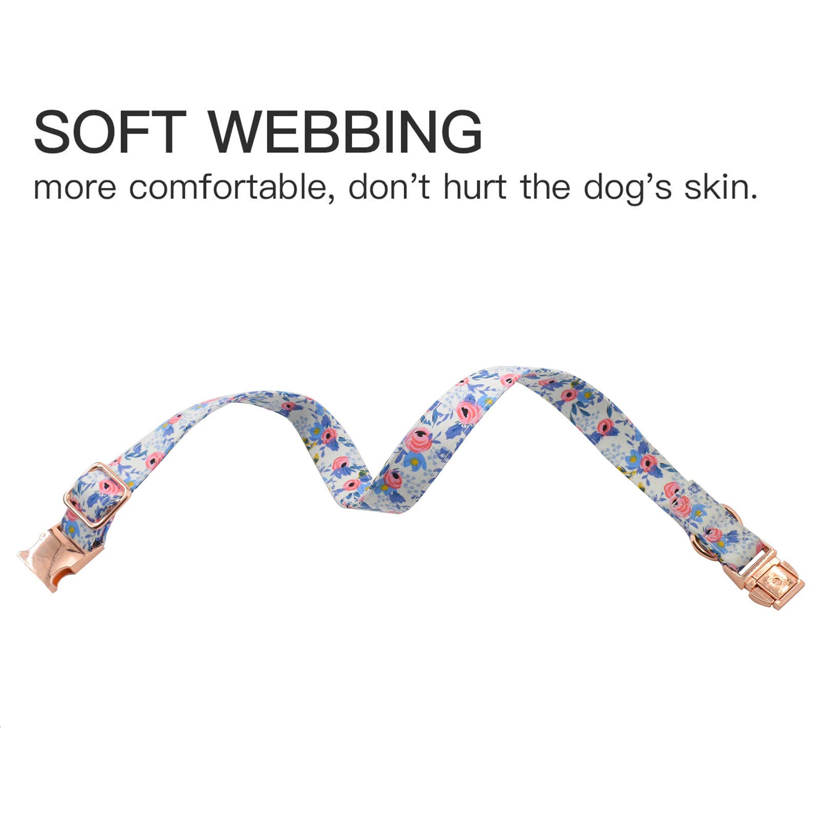 Durable Adjustable Metal Buckle Dog Collar for Small Medium Large Dogs - Soft Comfortable Pet Collar with Floral Design (Sizes 10-14in) - Perfect for Daily Walks, Training & Outdoor Adventures