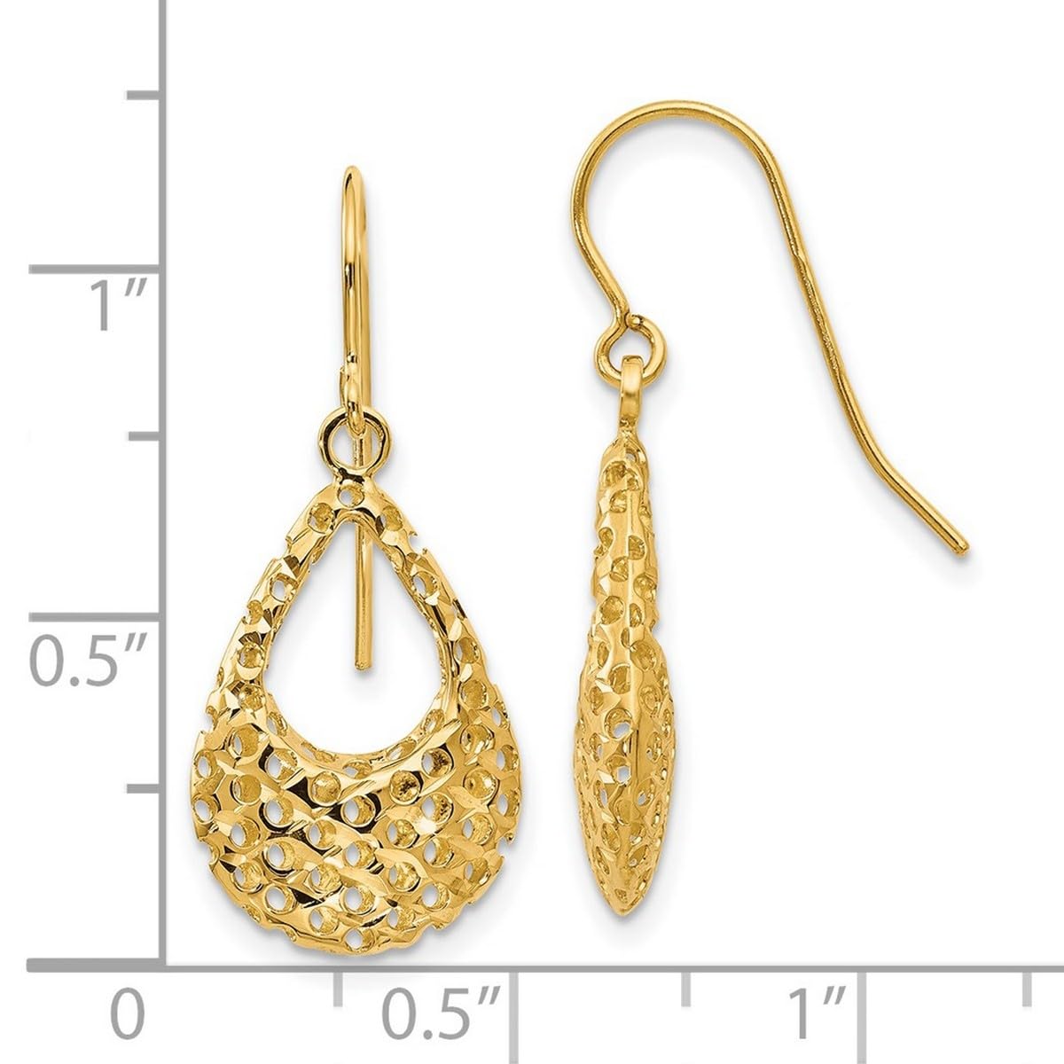 14K Yellow Gold Shepherd Hook Earrings 28x12mm - Elegant Wide Hoop Earrings for Women | Perfect for Weddings, Parties & Everyday Wear