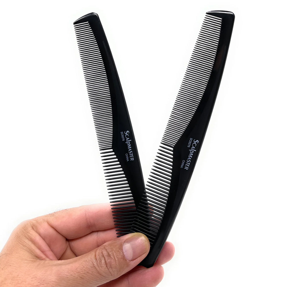 Scalpmaster 7.5 Inch Heat Resistant Barber Comb - Professional Salon Finishing Comb for Men & Women - Hair Cutting & Styling Tool - 2 Pack for Travel & Home Use