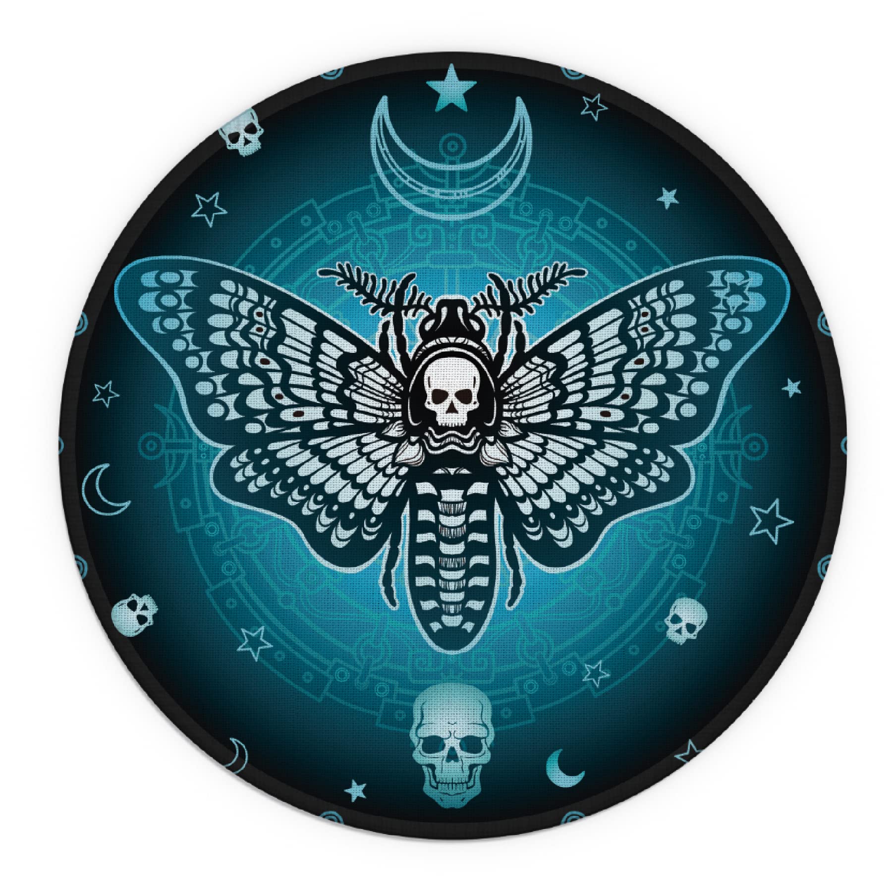 Gothic Blue Butterfly Skull Mouse Pad - 7.9 x 7.9 Inch Waterproof Non-Slip Rubber Base Round Mousepad for Office, Home, Dorm Desk Decor - Perfect Gift for Gothic Lovers, Sisters & Daughters - Great for Gaming, Work & Study Setups