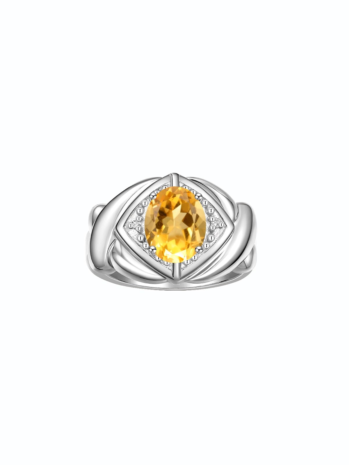 Rylos Simply Elegant Yellow Topaz & Diamond Ring - November Birthstone Jewelry for Women | Perfect Gift for Anniversary, Birthday & Special Occasions