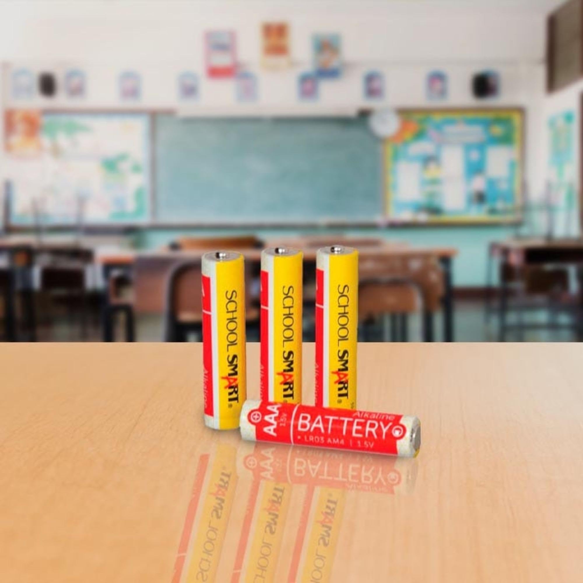 School Smart Alkaline AAA Batteries - 4 Pack | Long-Lasting Power for Toys, Remote Controls & Electronics | Reliable Performance for Home, Office & School Use