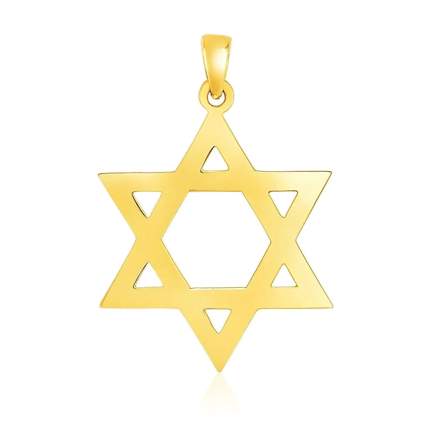 14K Yellow Gold Polished Star of David Pendant Necklace - Elegant Jewish Jewelry Gift for Women & Men - Perfect for Hanukkah, Bar Mitzvah & Religious Occasions
