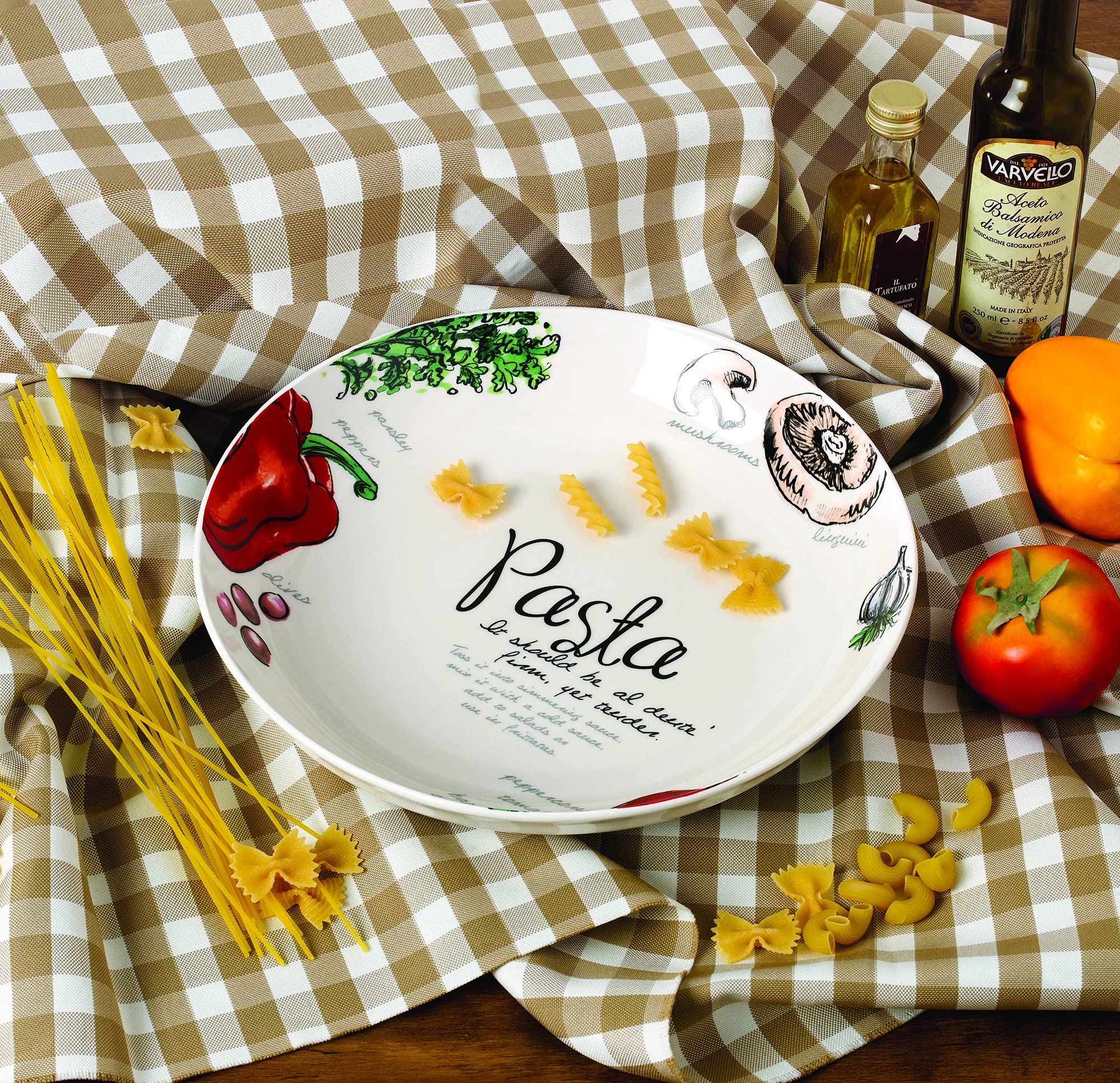 Elegant Multicolor Microwave & Dishwasher Safe Pasta Bowls Set of 5 - Vegetable & Herb Design Serving Bowls for Kitchen, Dining, Entertaining & Gifts