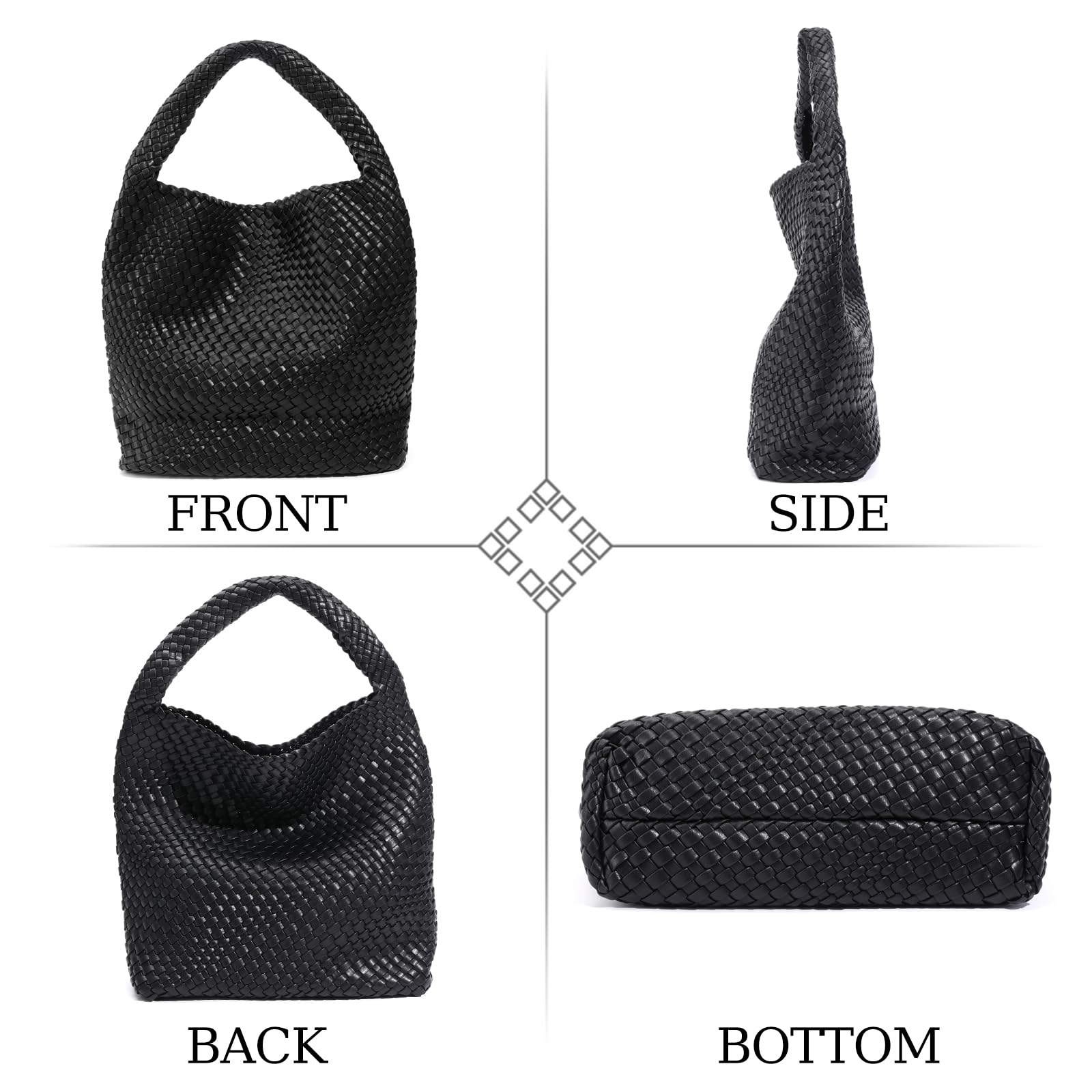 Stylish Woven Leather Tote Bag for Women - Large Capacity Handbag with Multiple Pockets - Perfect for Work, Travel & Shopping - Durable Soft Leather Everyday Carry Bag