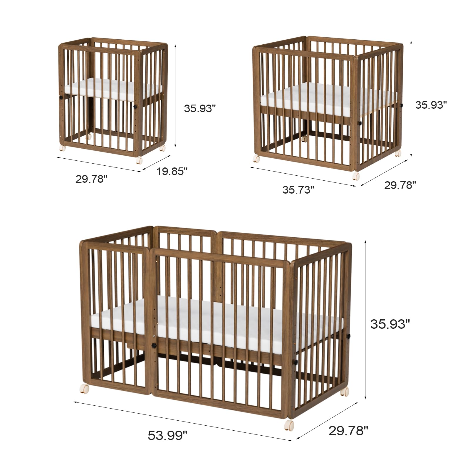 JOYMOR 8-in-1 Convertible Baby Crib with 2