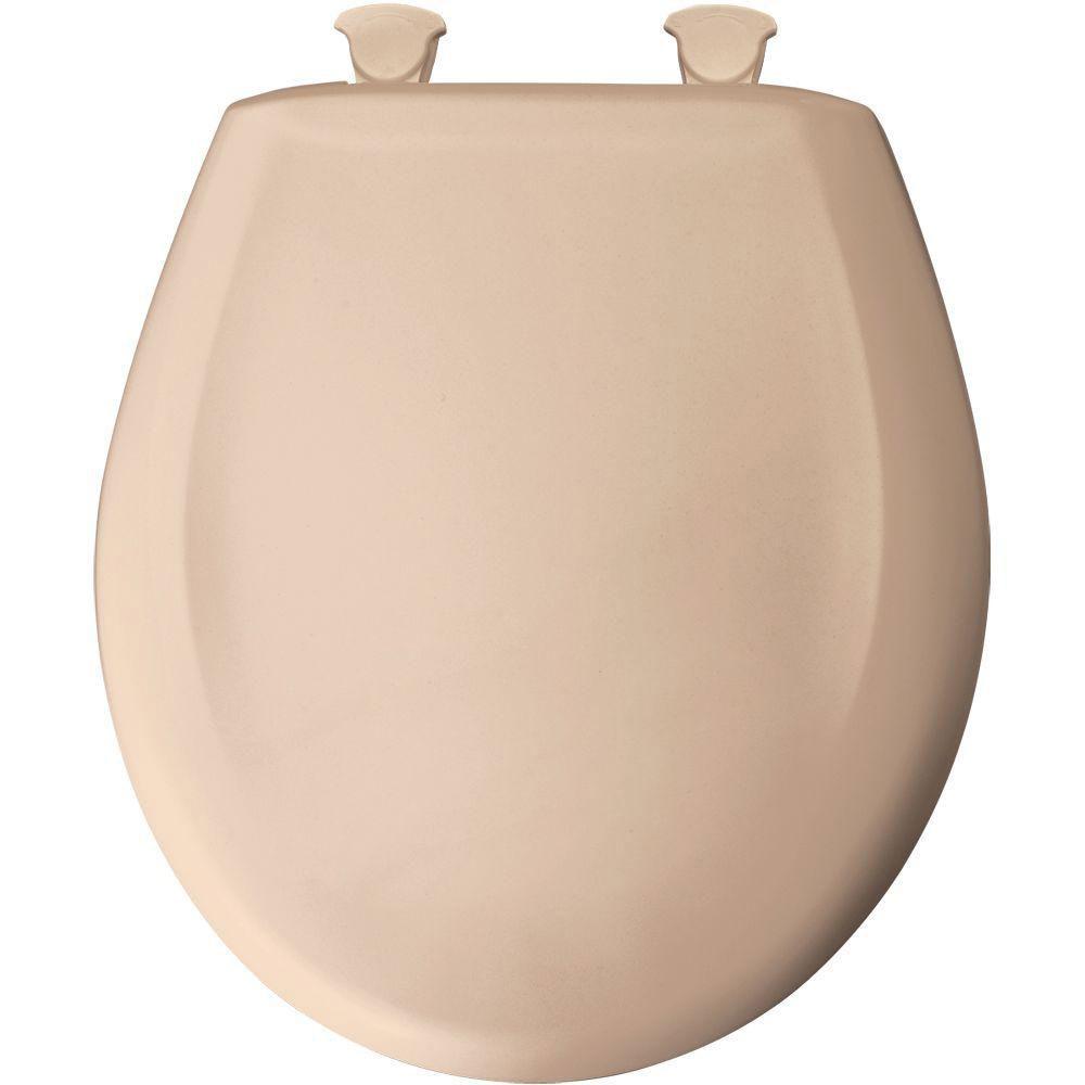 Bemis Round Closed Front Toilet Seat in Candlelight - Soft White Elongated Bathroom Toilet Seat with Easy Installation - Perfect for Home, Hotel & Commercial Use