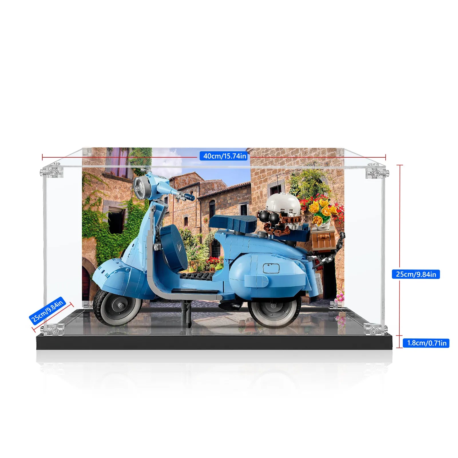 LEGO® Icons Vespa 125 10298 Display Case - Clear Protective Showcase for Collectible LEGO Vespa Model - Perfect for Home Decor, Office Display & Gift for LEGO Enthusiasts