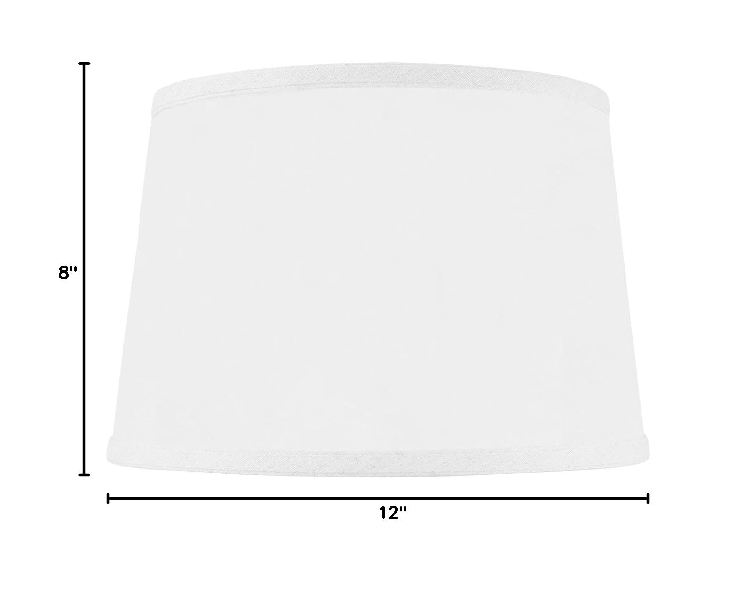 10x12x08 Hardback Shallow Drum Lampshade - White Linen with Brass Spider Fitter - Medium Off-White - Perfect for Table Lamps, Desk Lamps & Living Room Lighting - Home Office Decor, Bedside Reading Light, Coffee Table Accent