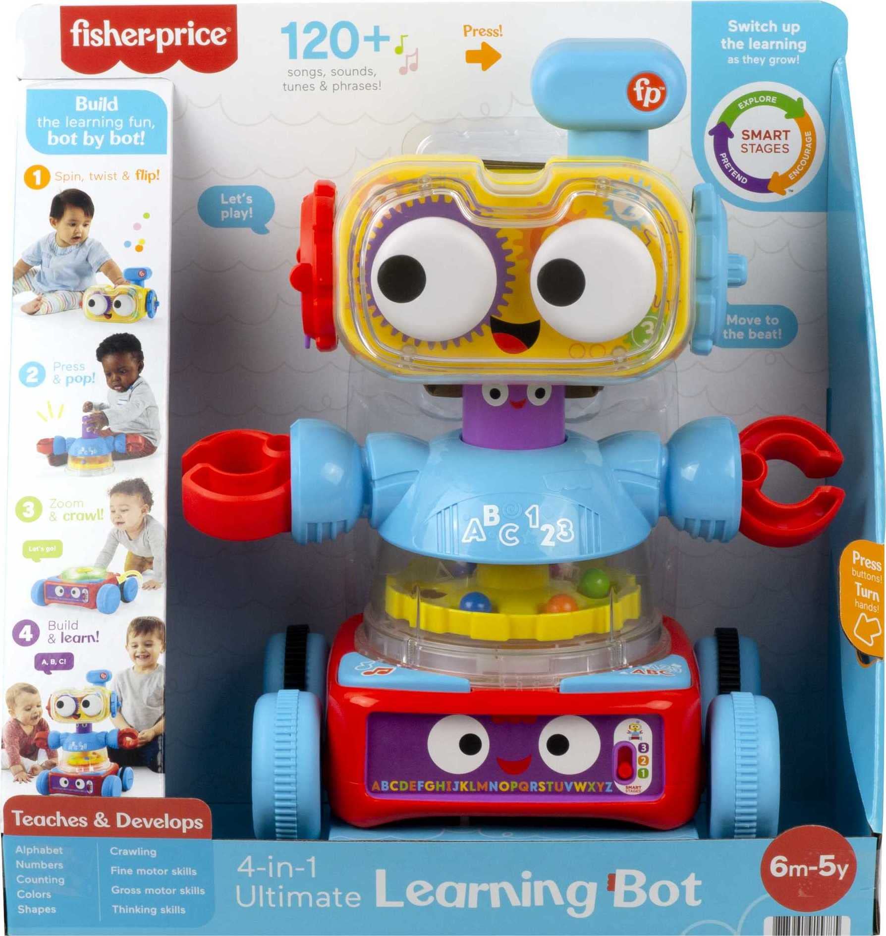 Fisher-Price 4-in-1 Ultimate Learning Bot - Bilingual English & French Electronic Toy with Lights, Music & Educational Activities | STEM Learning Robot for Toddlers & Preschoolers | Interactive Playtime Gift for Kids Ages 1-5 Years