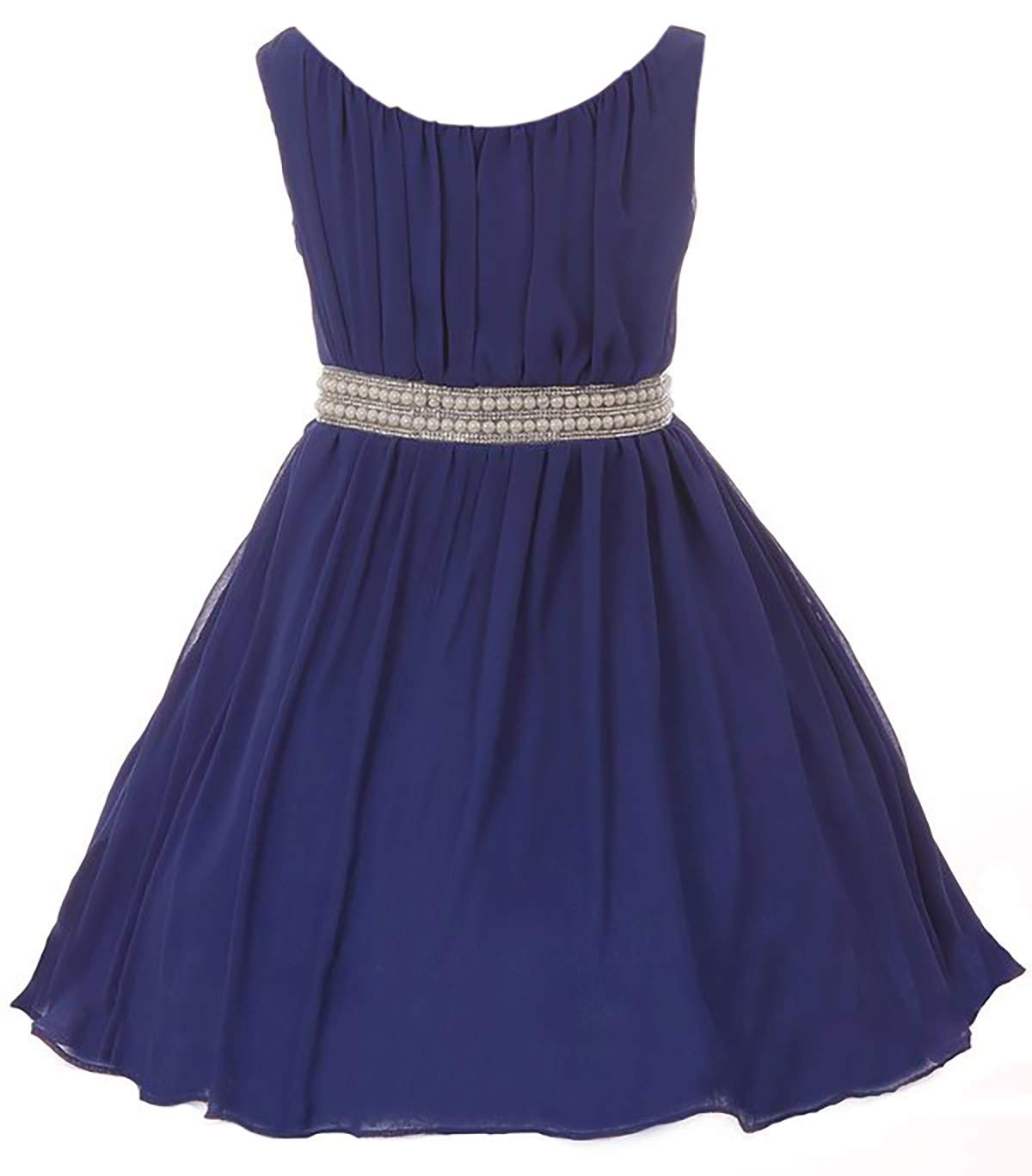 Elegant Pearl Rhinestone Chiffon Party Dress for Girls | Birthday & Flower Girl Dress | Sizes 4-18 | Perfect for Weddings, Birthday Parties & Special Occasions