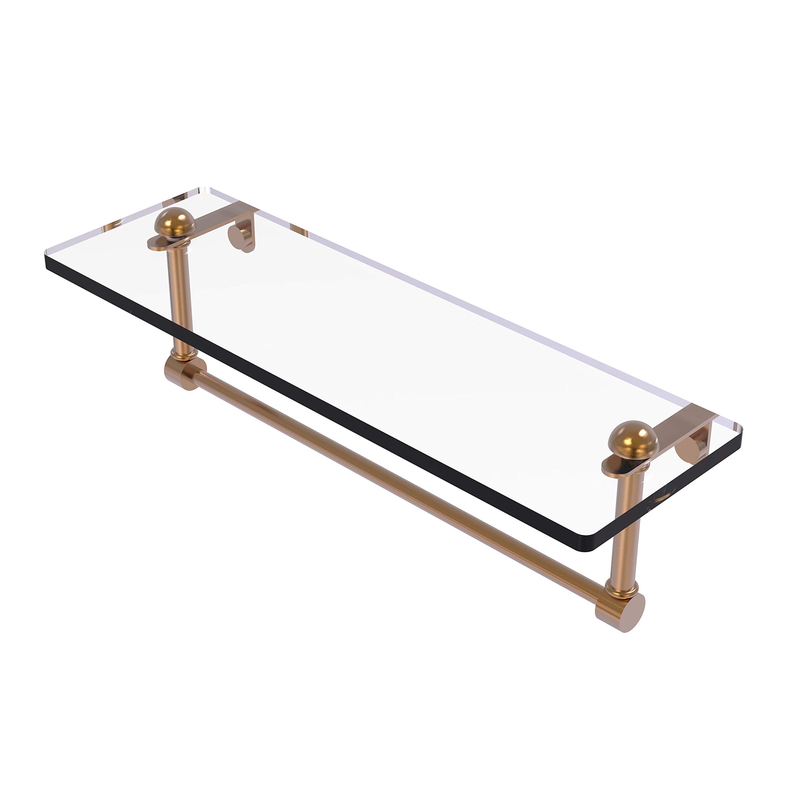 Allied Brass RC-1/16TB 16 Inch Brushed Bronze Vanity Towel Bar with Integrated Glass Shelf - Perfect for Bathroom Organization & Modern Decor