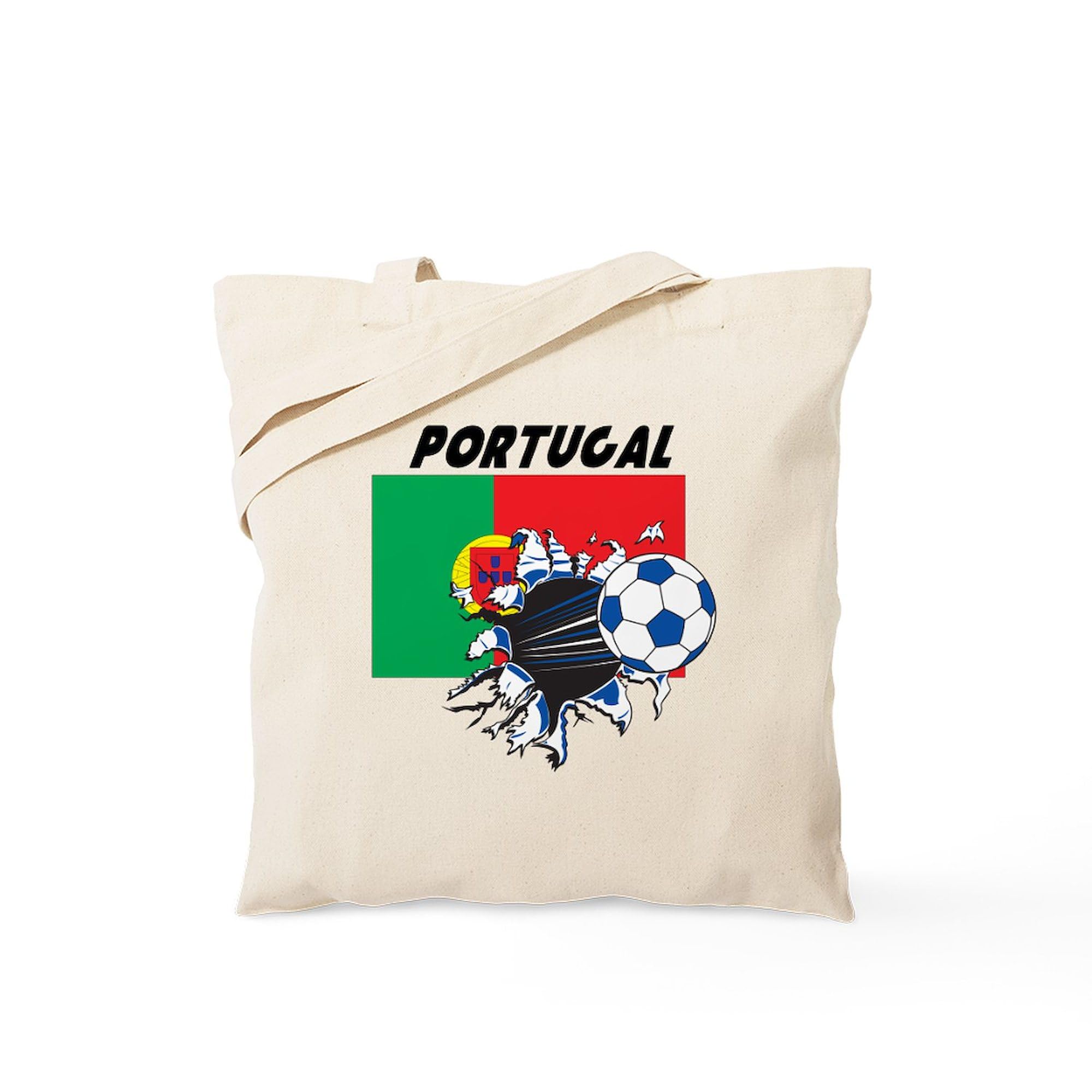 Portugal Soccer Tote Bag - Natural Canvas Reusable Grocery Shopping Bag for Fans, Sports Games & Beach Outings