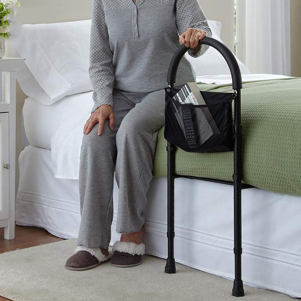 Adjustable Single Hand Bed Rail - Sturdy Bed Assist Rail with Height Adjustment for King, Queen, Full & Twin Beds (Supports Up to 150kg) - Ideal for Elderly Safety, Post-Surgery Recovery & Home Care Assistance