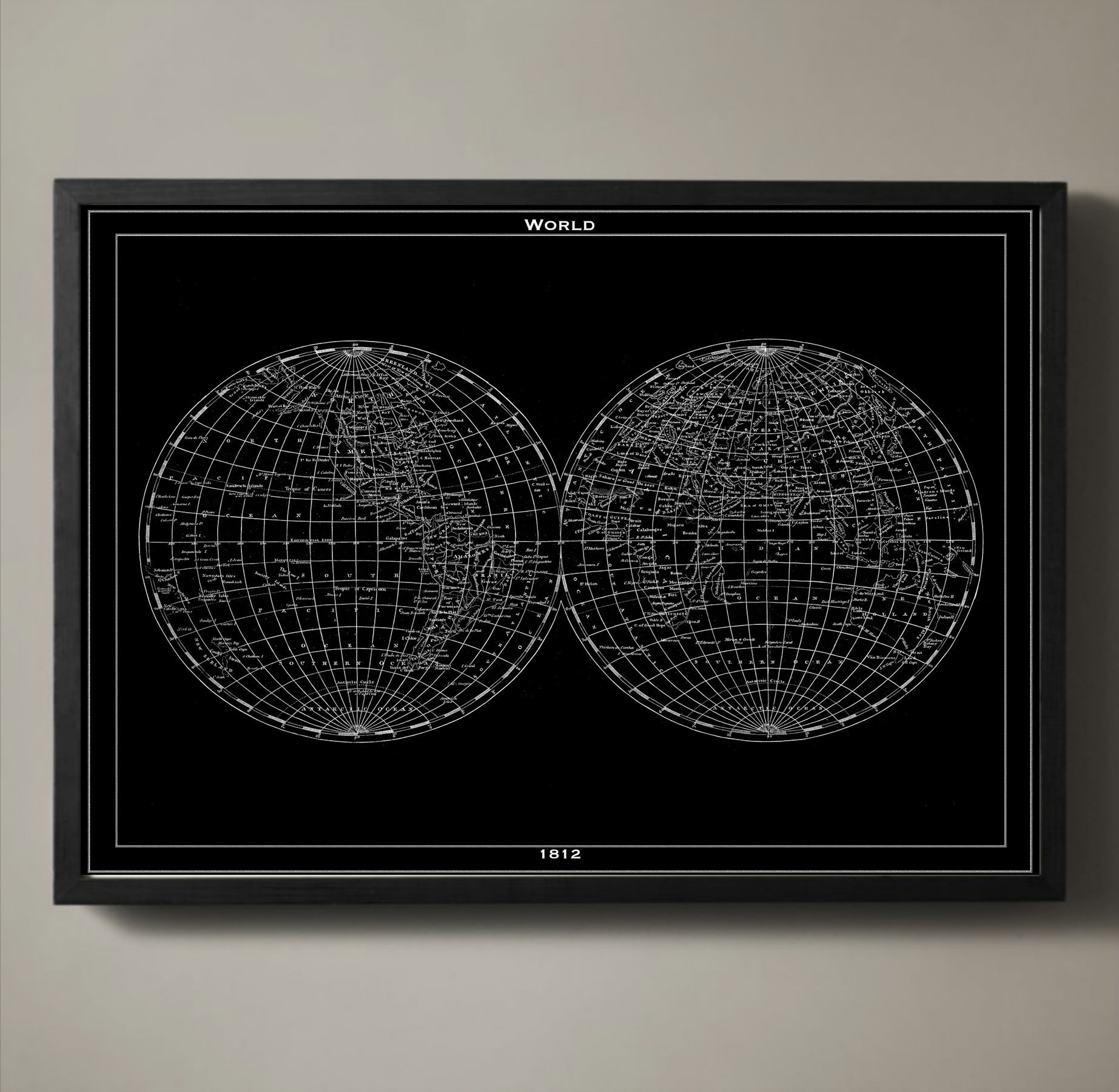 World Map Wall Art - Home & Office Decor for Travel Lovers
