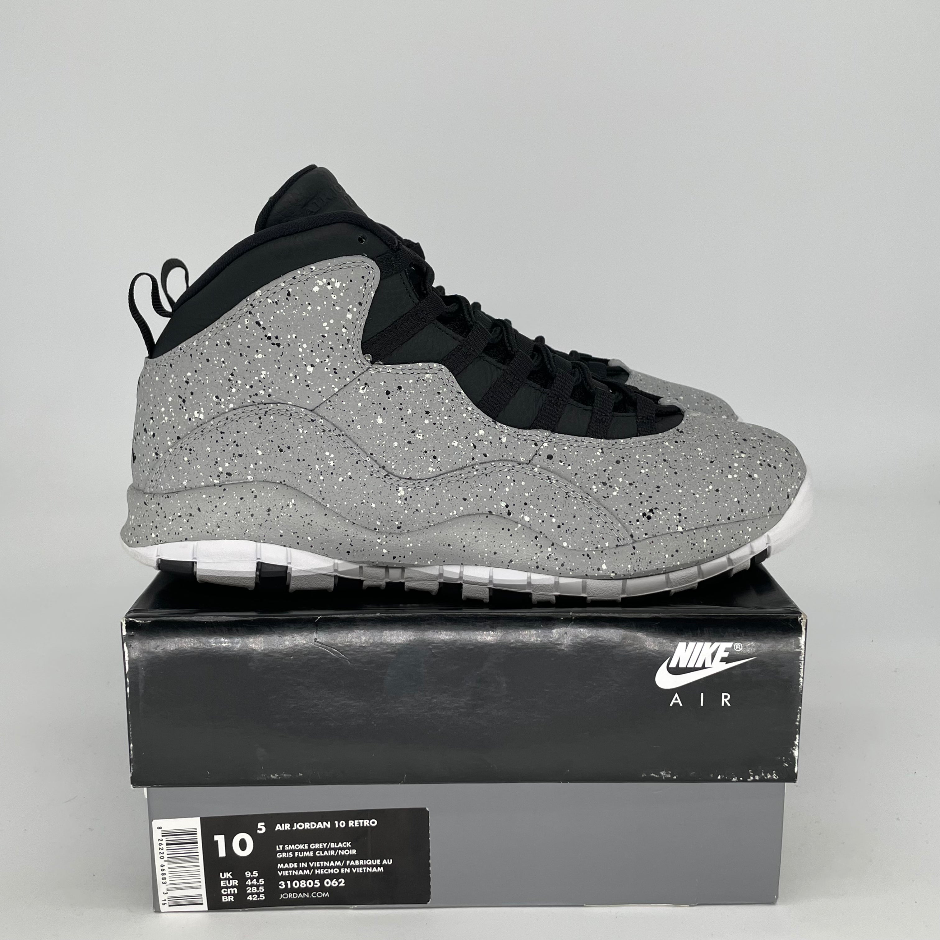 AIR JORDAN 10 Retro Light Smoke Grey Men's Basketball Shoes Size 10.5/12W (Style 310805-062) - Perfect for Streetwear, Sneaker Collection & Casual Wear