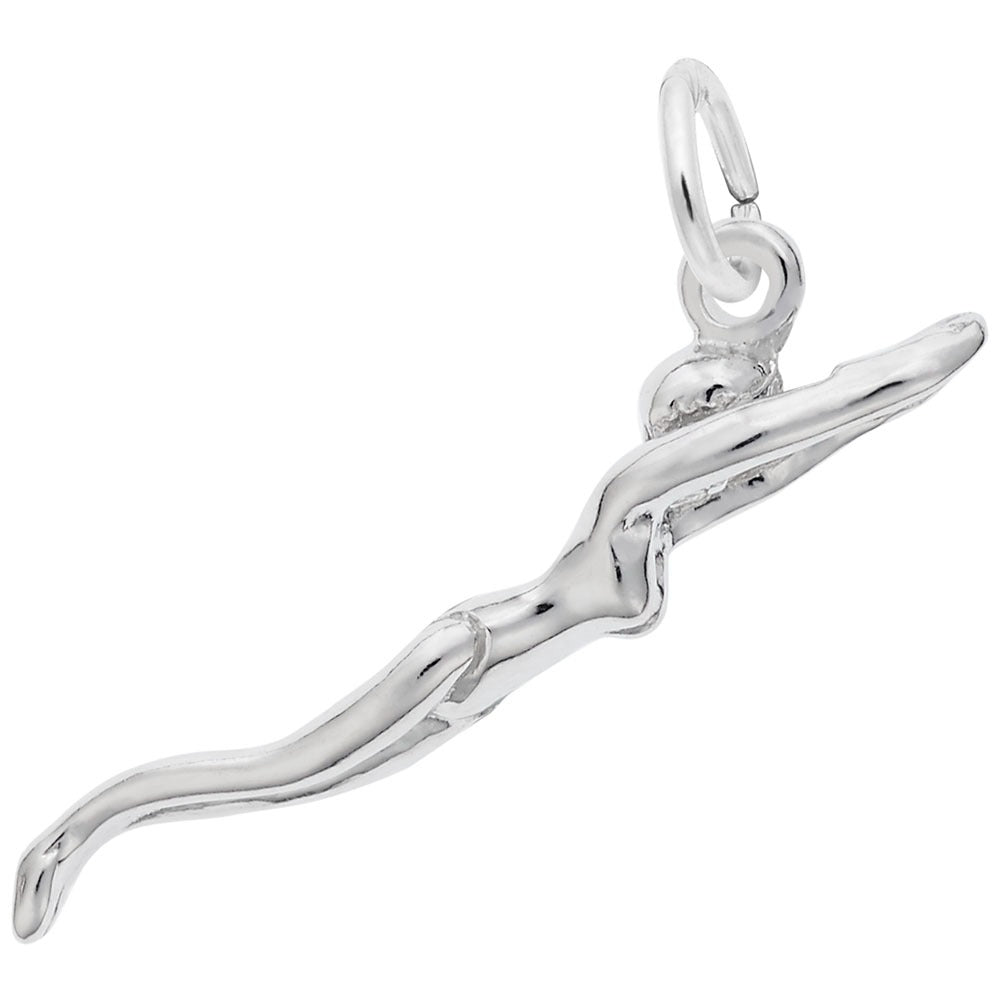 Sterling Silver Diving Swimmer Charm Pendant - Elegant Jewelry for Necklace & Bracelet - Perfect Gift for Swimmers, Divers & Ocean Lovers - Ideal for Beach Vacations, Pool Parties & Water Sports