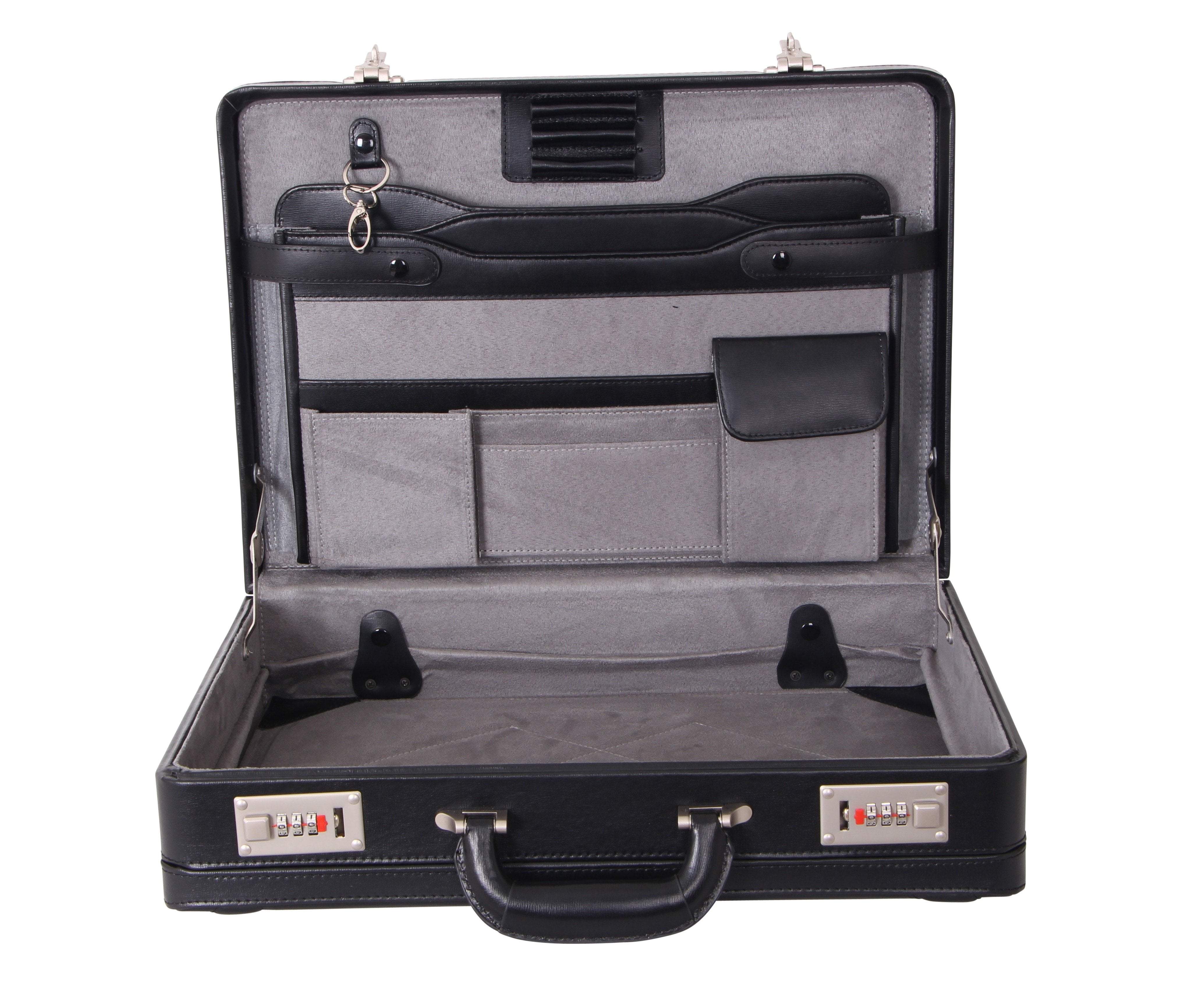 Premium Avenue Executive Attache Briefcase - Professional Black Leather Business Bag for Men & Women - Perfect for Office, Meetings, and Business Travel