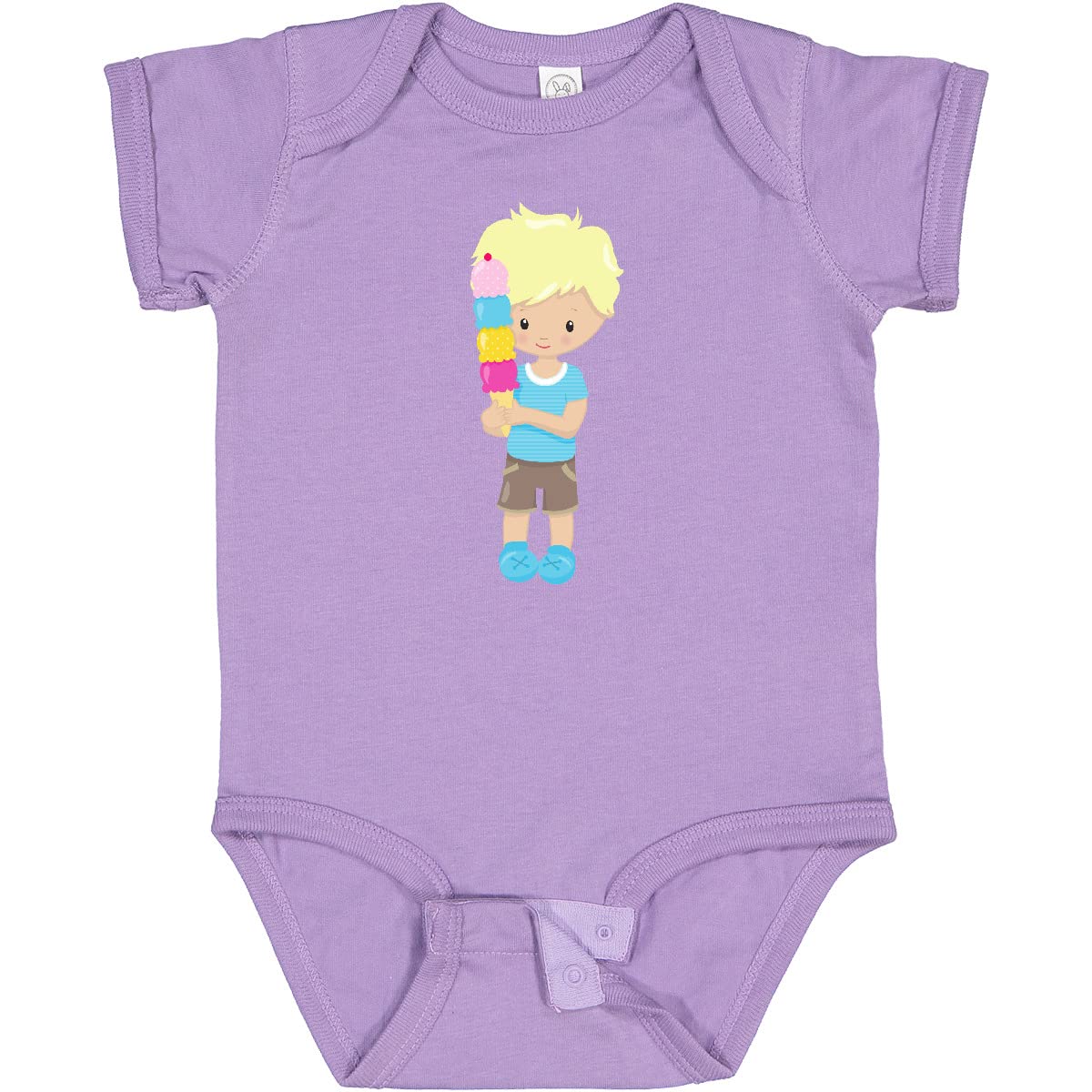 Inktastic Boys' Ice Cream Cone Baby Bodysuit - Cute Blonde Hair Toddler Outfit for Summer, Beach & Birthday Parties