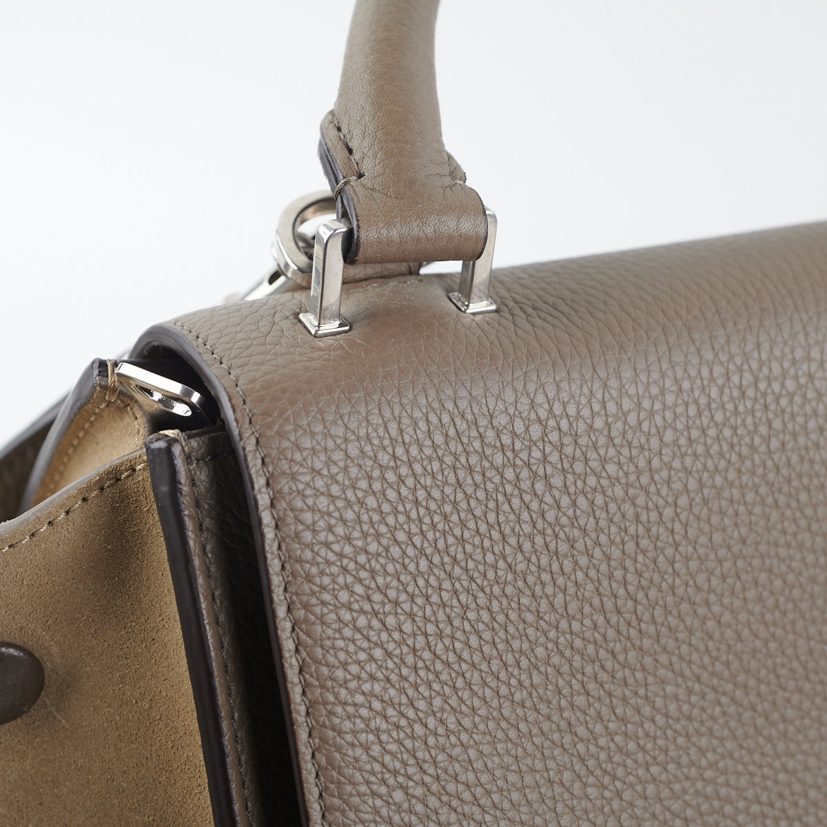 Celine Small Trapeze Handbag in Taupe Leather - Luxury Crossbody Bag for Women, Perfect for Work, Travel & Evening Events