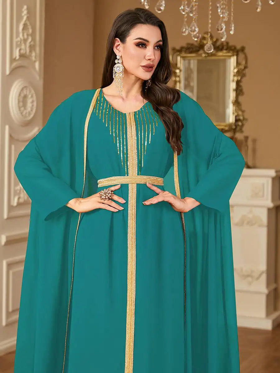 2-Piece Chiffon Caftan Dress Set for Women - Elegant Kaftan Outfit for Weddings, Parties & Special Occasions | Flowy Beach Coverup & Summer Evening Wear
