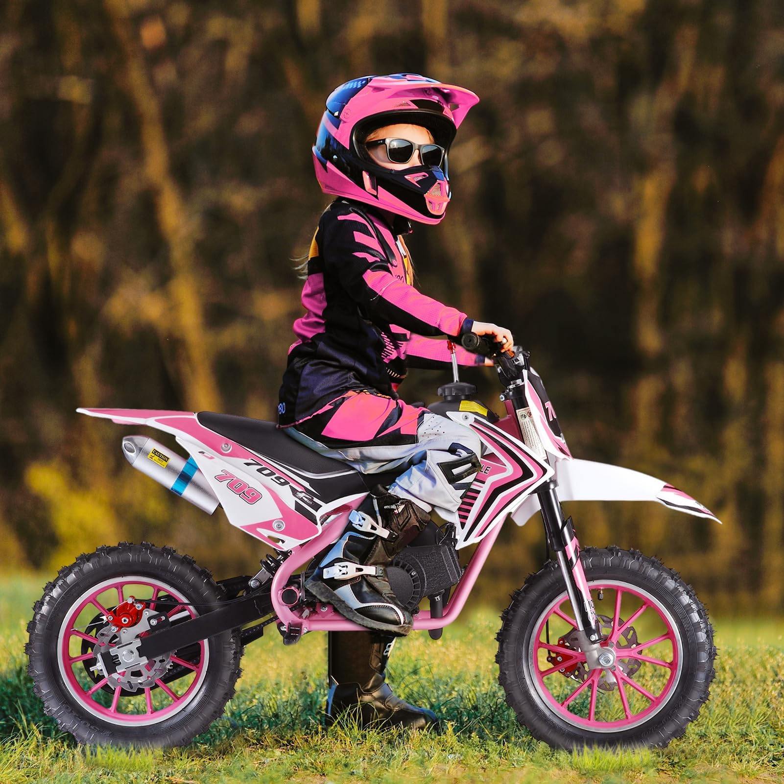 **49cc Gas Powered Mini Dirt Bike for Adults & Kids - Off-Road Motorcycle with Front & Rear Disc Brakes, Max Speed 30KM/H - Perfect for Trail Riding, Backyard Fun & Off-Road Adventures**
