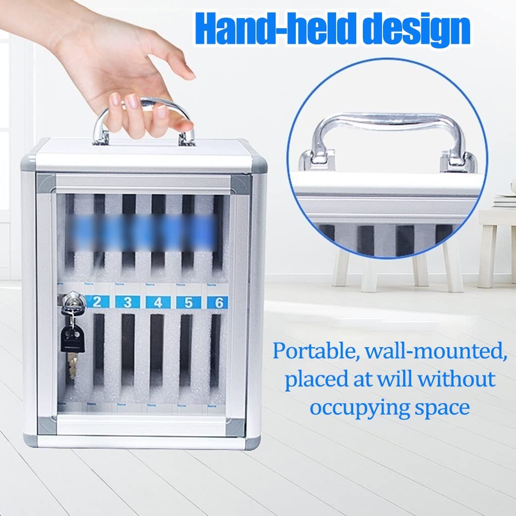 Portable Aluminum Alloy Wall-Mounted Phone Storage Cabinet with Lock - Silver 12