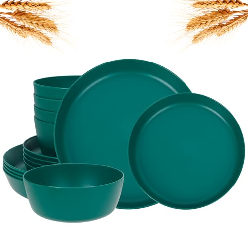 Dark GreenWheat Straw Plates and Bowls