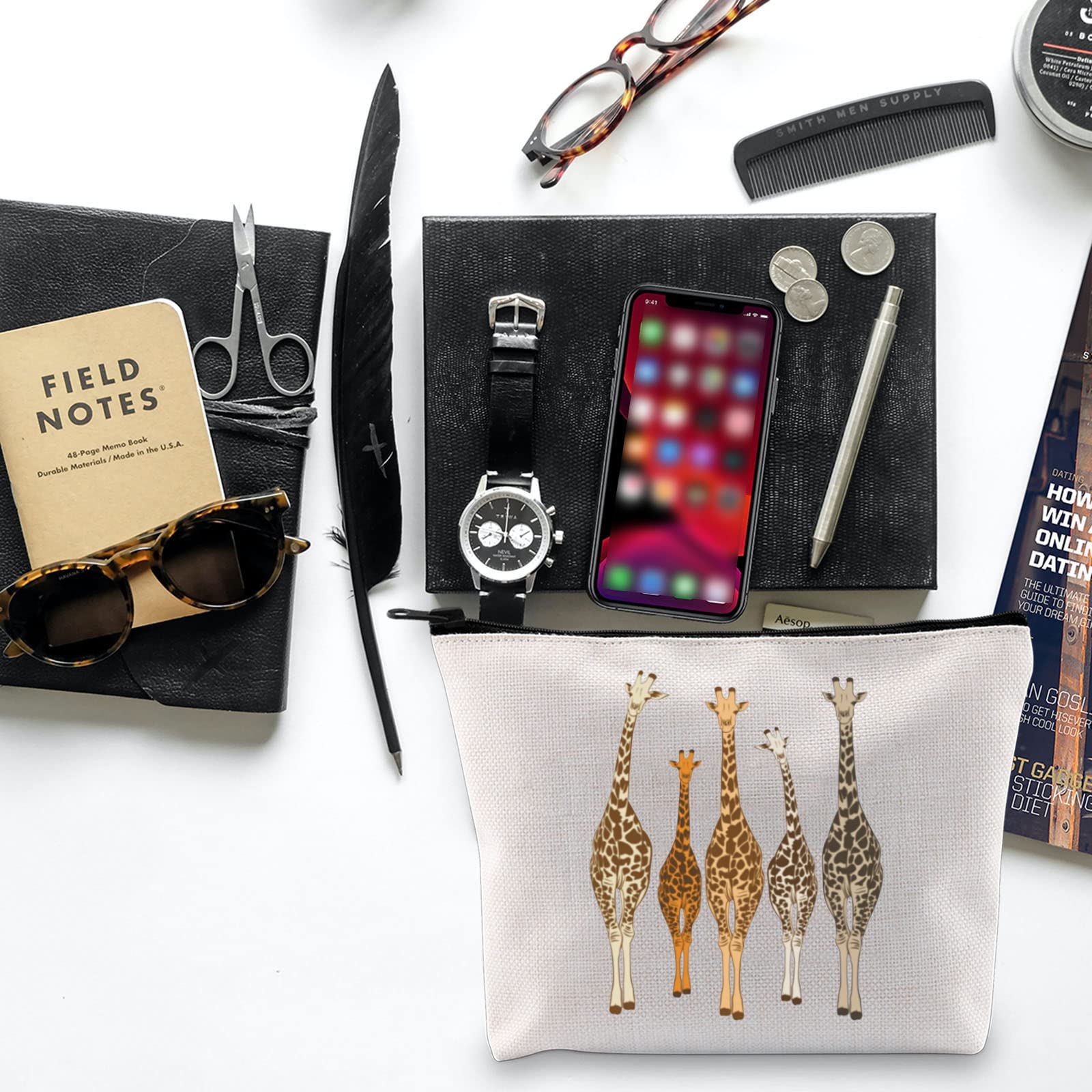 BLUPARK Funny Giraffe Cosmetic Bag - Cute Animal Lover Gift, Giraffe Zipper Pouch for Makeup & Travel Accessories - Perfect Giraffe-Themed Gift for Women & Girls (Great for Birthday, Christmas & Everyday Use)