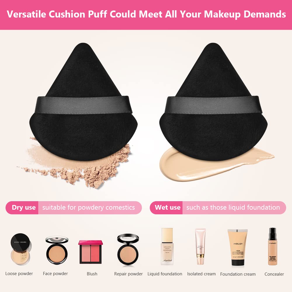 Ainiv 9PCS Premium Cotton Powder Puffs - 2.76 Inch Soft Triangle Wedge Makeup Sponge for Loose Powder, Mineral Powder & Body Powder | Velour Cosmetic Foundation Blender | Perfect for Professional Makeup & Travel Touch-Ups