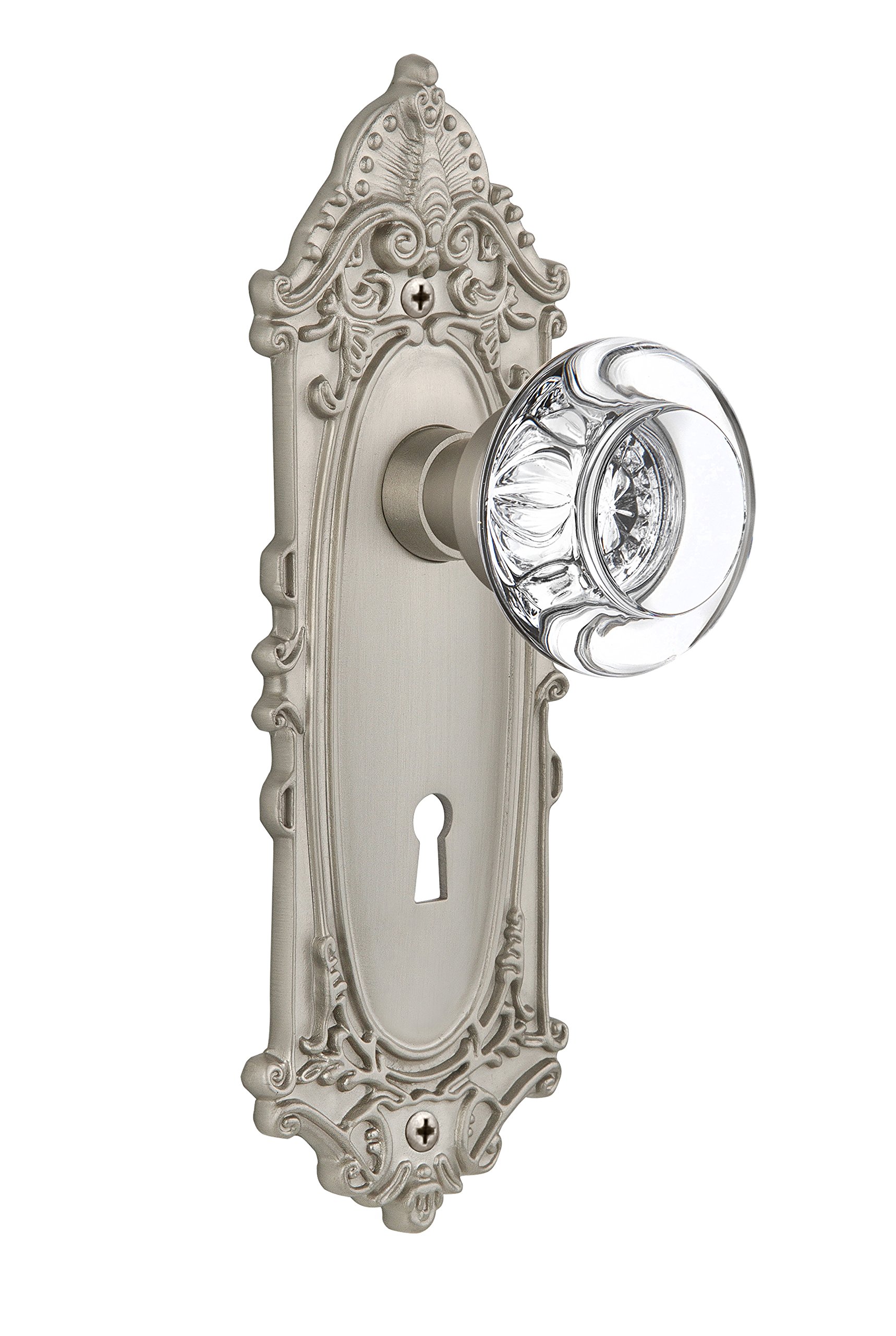Victorian Style Clear Crystal Glass Door Knob with Keyhole - 2.375