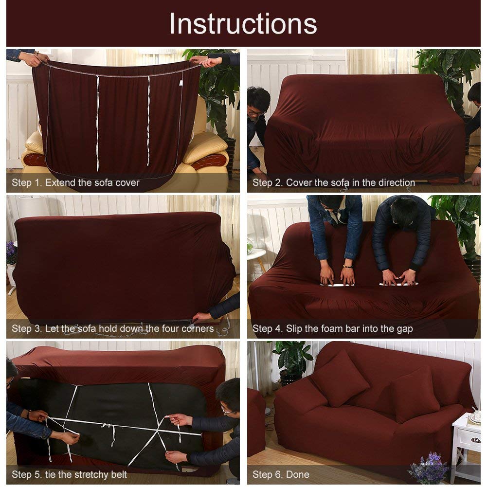 MIFXIN Jacquard L-Shaped Sofa Cover 2-Piece Stretch Polyester Slipcover - Sofa Protector for Sectional Couches, Dark Blue - Perfect for Living Room Decor & Home Protection