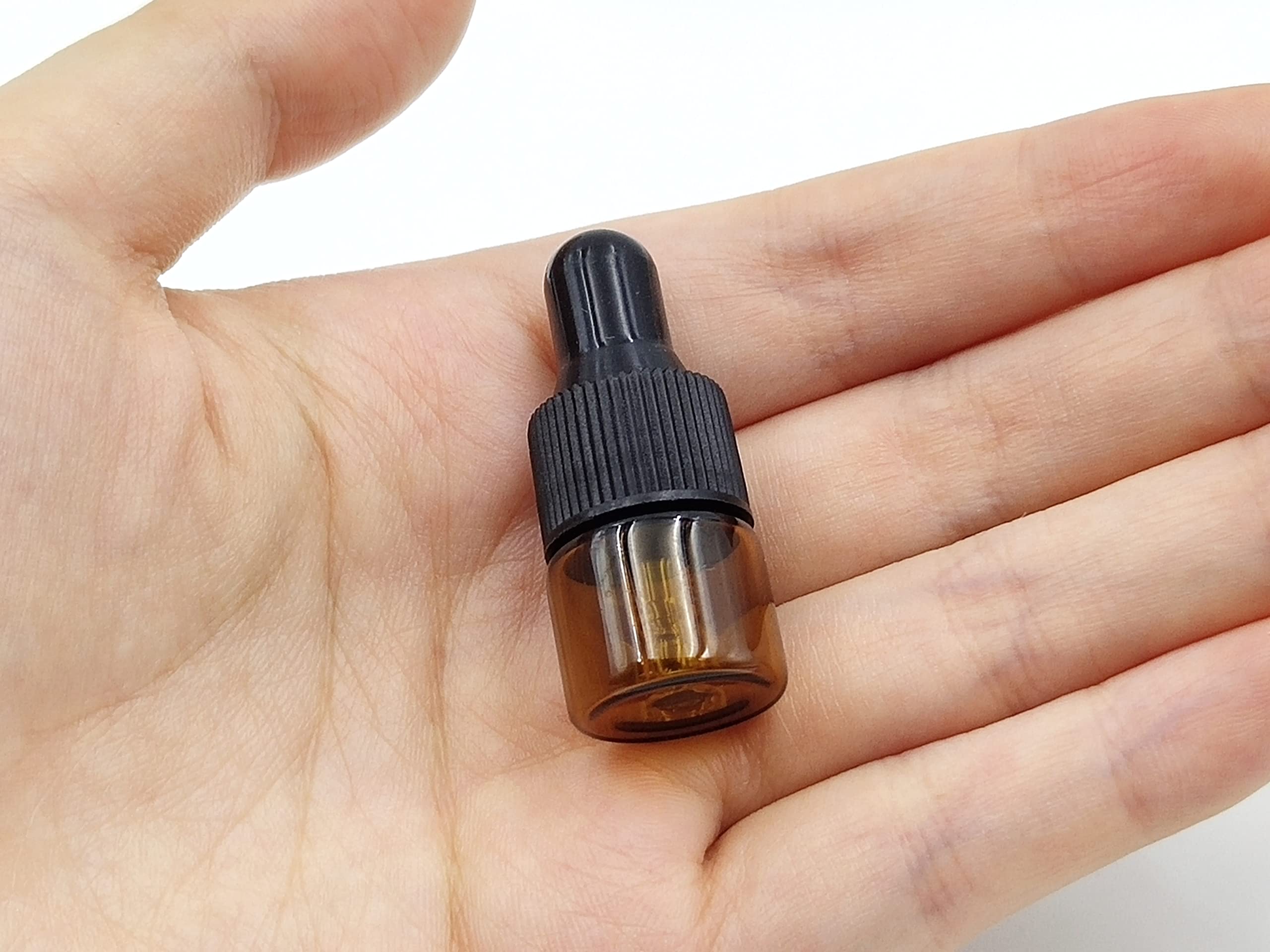 15 Pack 1ml Amber Glass Dropper Bottles for Essential Oils & Cosmetics - Travel Sample Vials with Caps for DIY & Beauty Storage