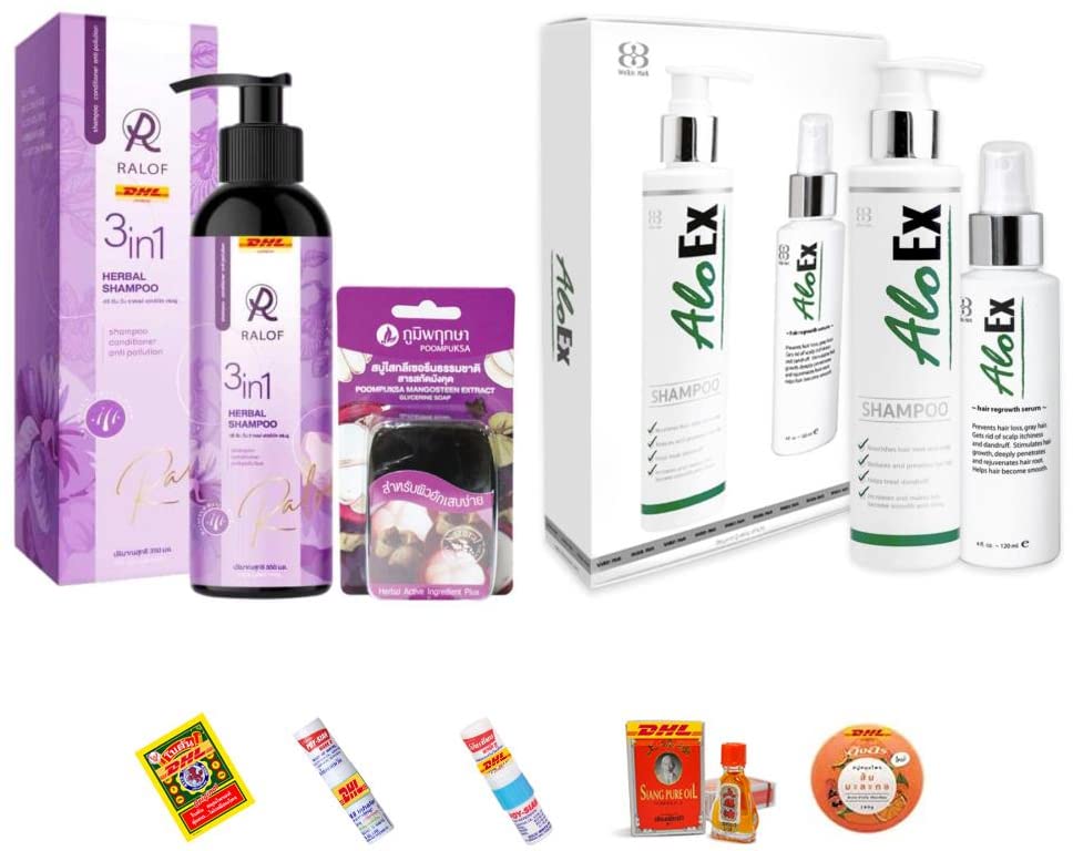 YA07 Ralof Herbal Shampoo 3-in-1 Set - Anti Hair Loss & Hair Regrowth Treatment with Aloe Vera (200ml Shampoo + 120ml Serum) | DHL Fast Shipping | Free Beauty Gift | Perfect for Thinning Hair & Scalp Care