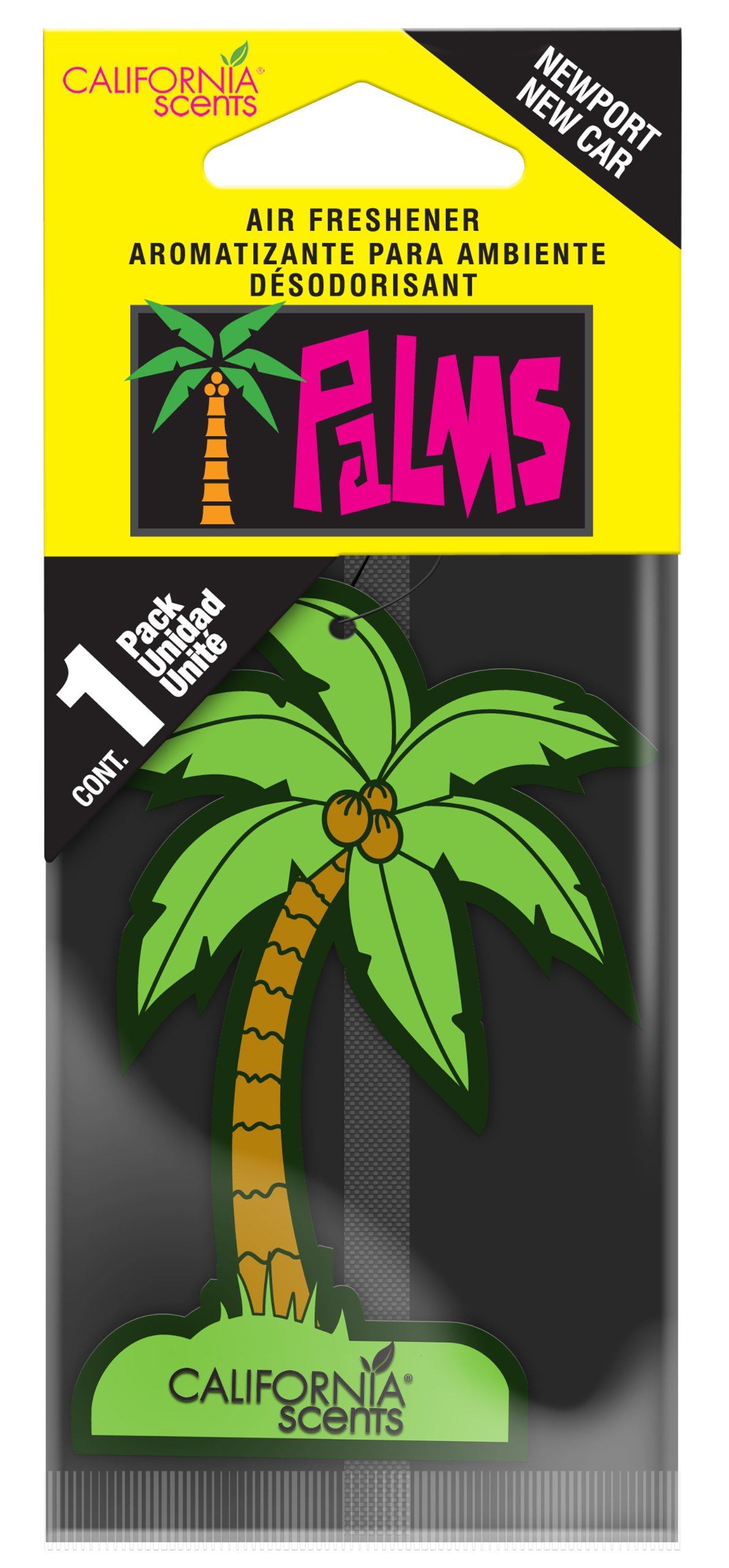 Premium Newport New Car Palms Scented Hanging Car Air Freshener - Long-Lasting Fragrance for Vehicles, Office & Home Use