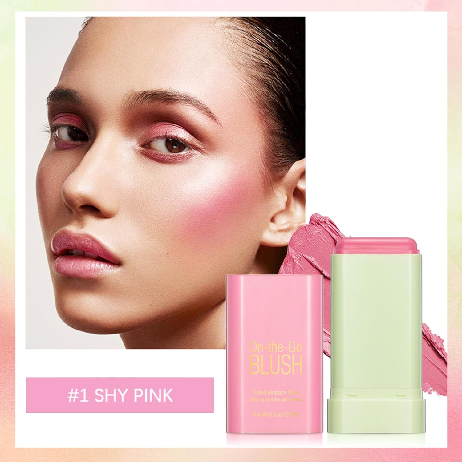 3-in-1 Blush Stick for Cheeks, Lips & Eyes | Natural Matte Cream Blush with Moisturizing Formula | Easy to Blend Cheek Tint for All Skin Tones (Shy Pink) | Perfect for Everyday Makeup & On-the-Go Touch Ups