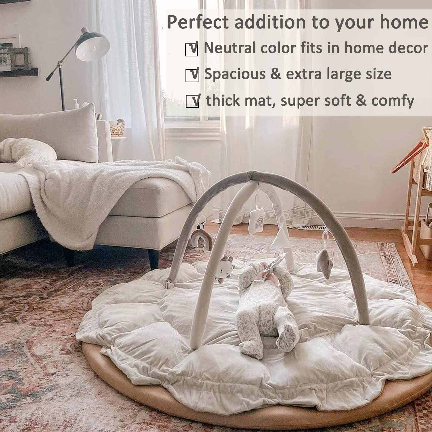 5-in-1 Baby Play Gym & Mat with 6 Toys - for Tummy Time, Ball Pit & Pet Bed
