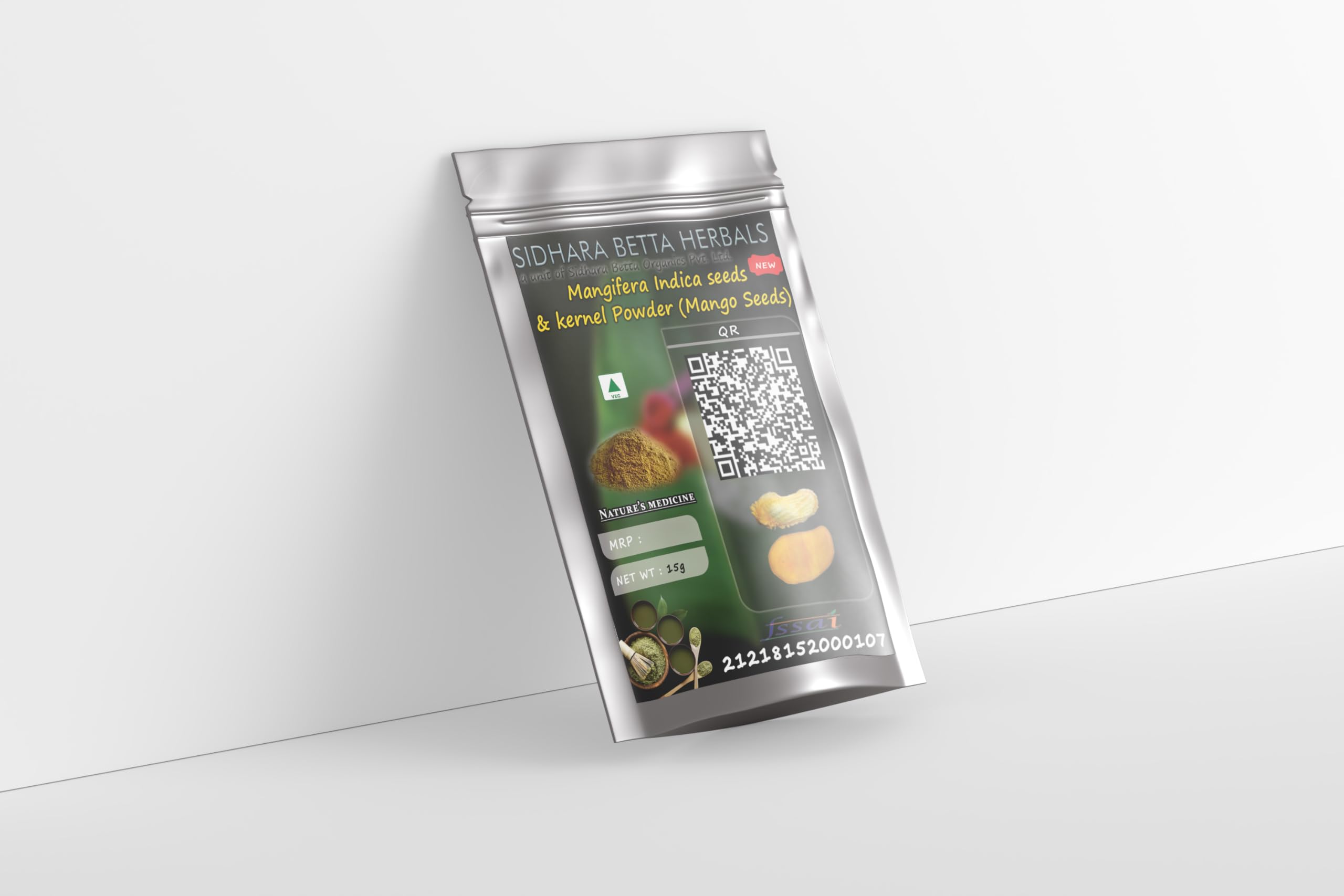 SIDHARA BETTA HERBALS Pure Mangifera Indica Seeds & Kernel Powder | 100% Natural Mango Seed & Kernel Powder | Pack of 1 | for Skin Care, Hair Growth & Ayurvedic Remedies