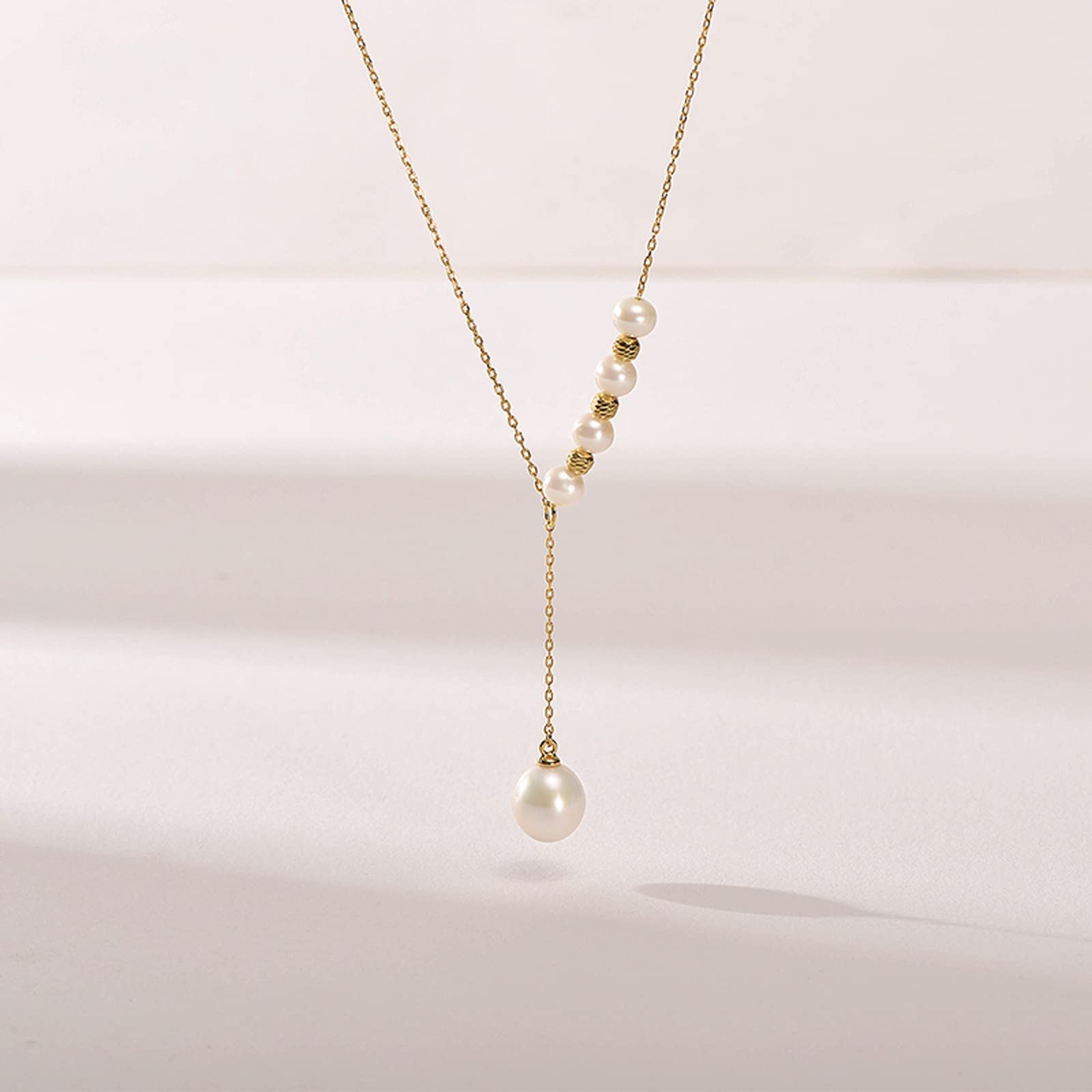 925 Sterling Silver Freshwater Pearl Pendant Necklace - Round White Drop Pearl Chain for Women, Elegant Fashion Jewelry Gift for Birthday, Anniversary & Special Occasions